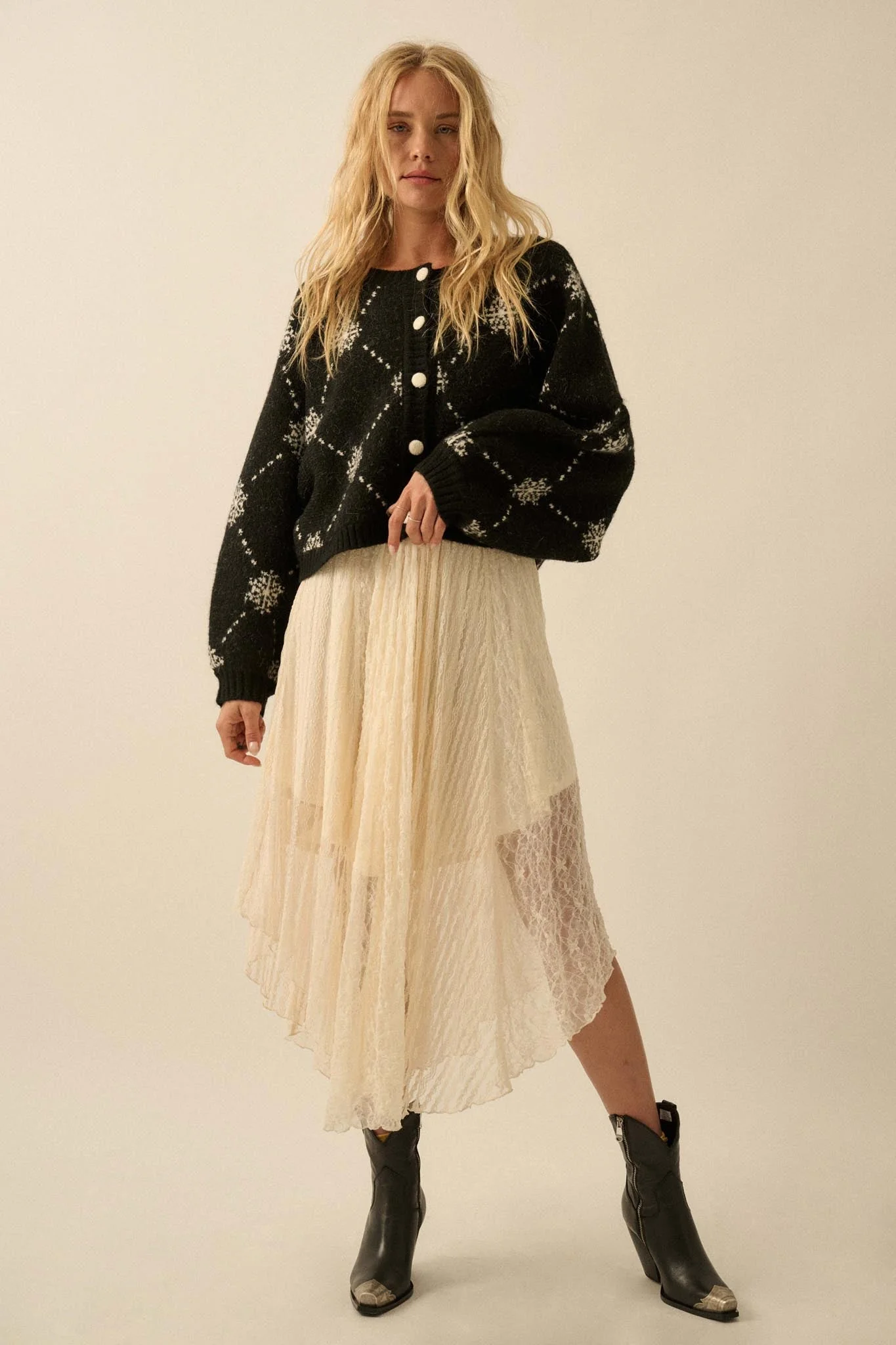 Soft as Snow Button-Front Snowflake Cardigan - Image 12