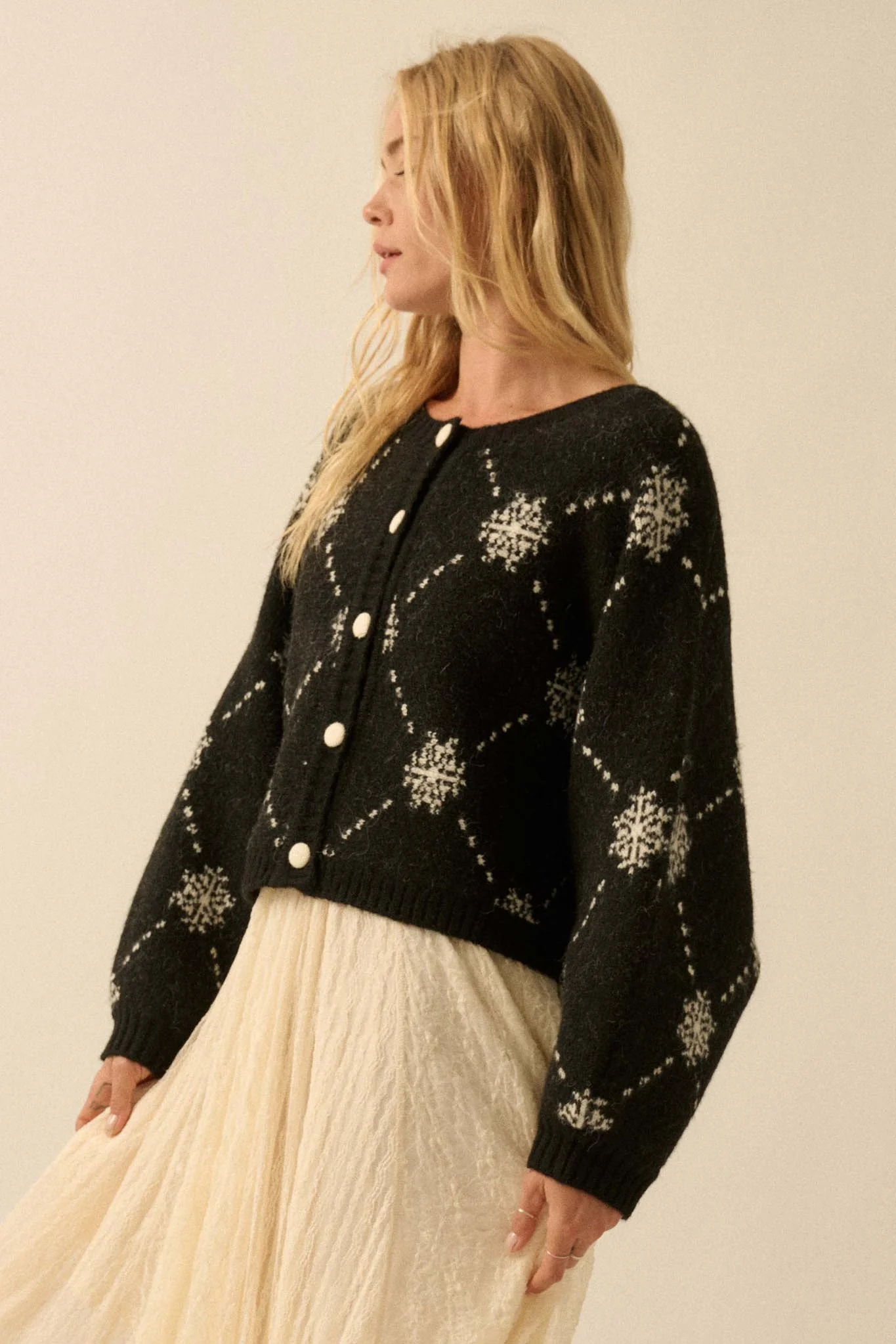 Soft as Snow Button-Front Snowflake Cardigan - Image 14