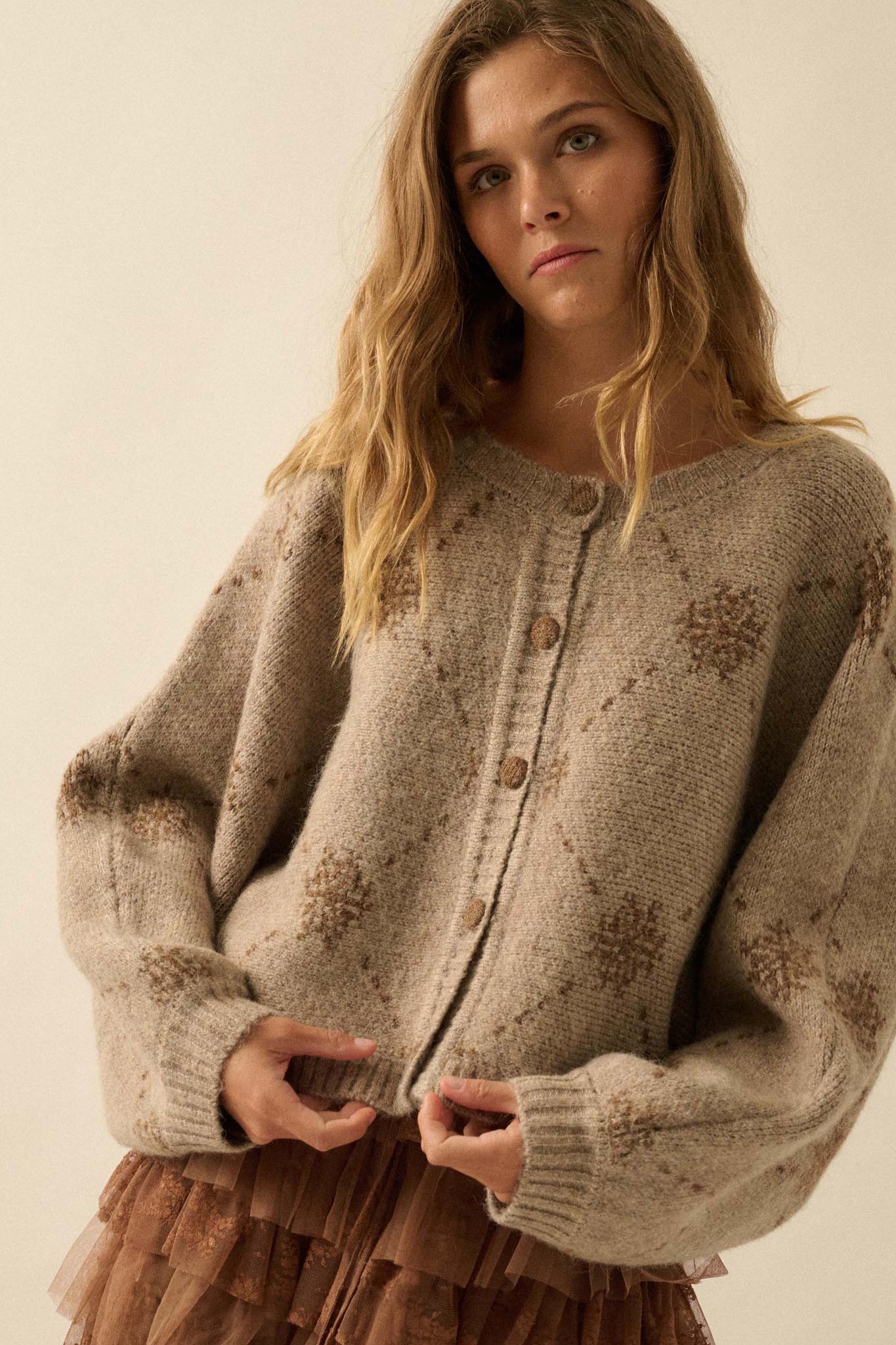 Soft as Snow Button-Front Snowflake Cardigan - Image 6