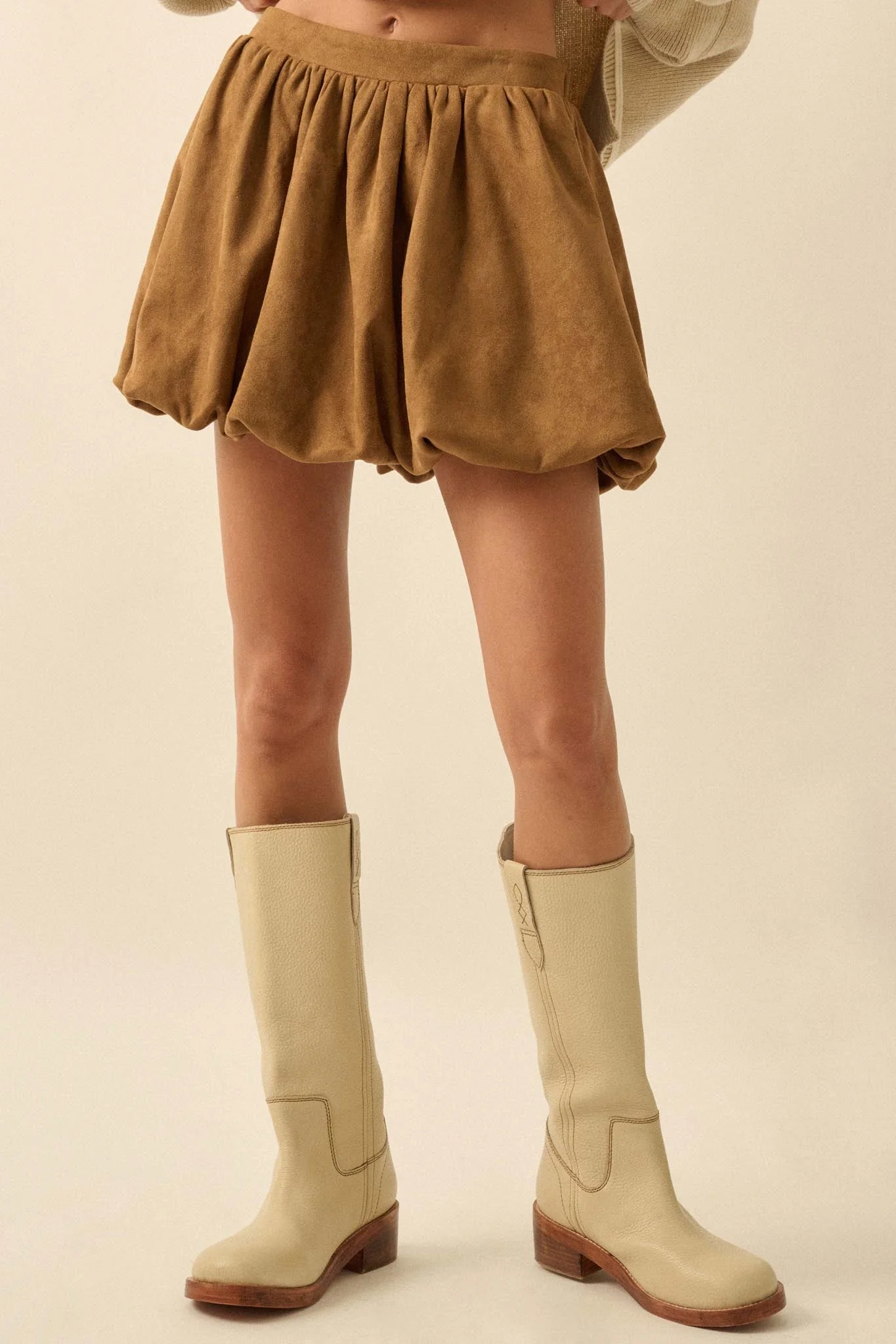 Soft Focus Vegan Suede Bubble Mini Skirt - Image 10