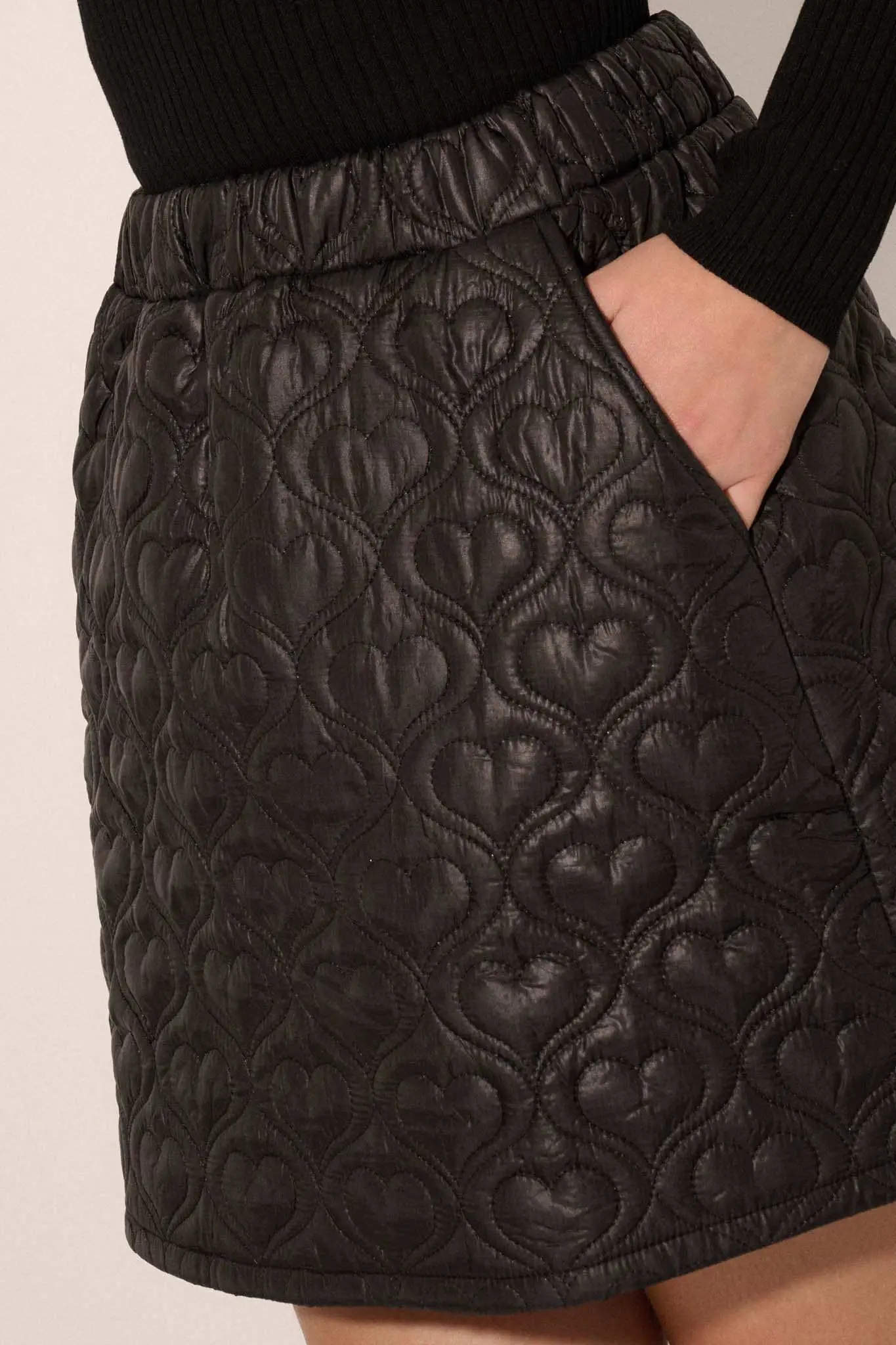 Soft Hearted Quilted Vegan Leather A-Line Mini Skirt - Image 3
