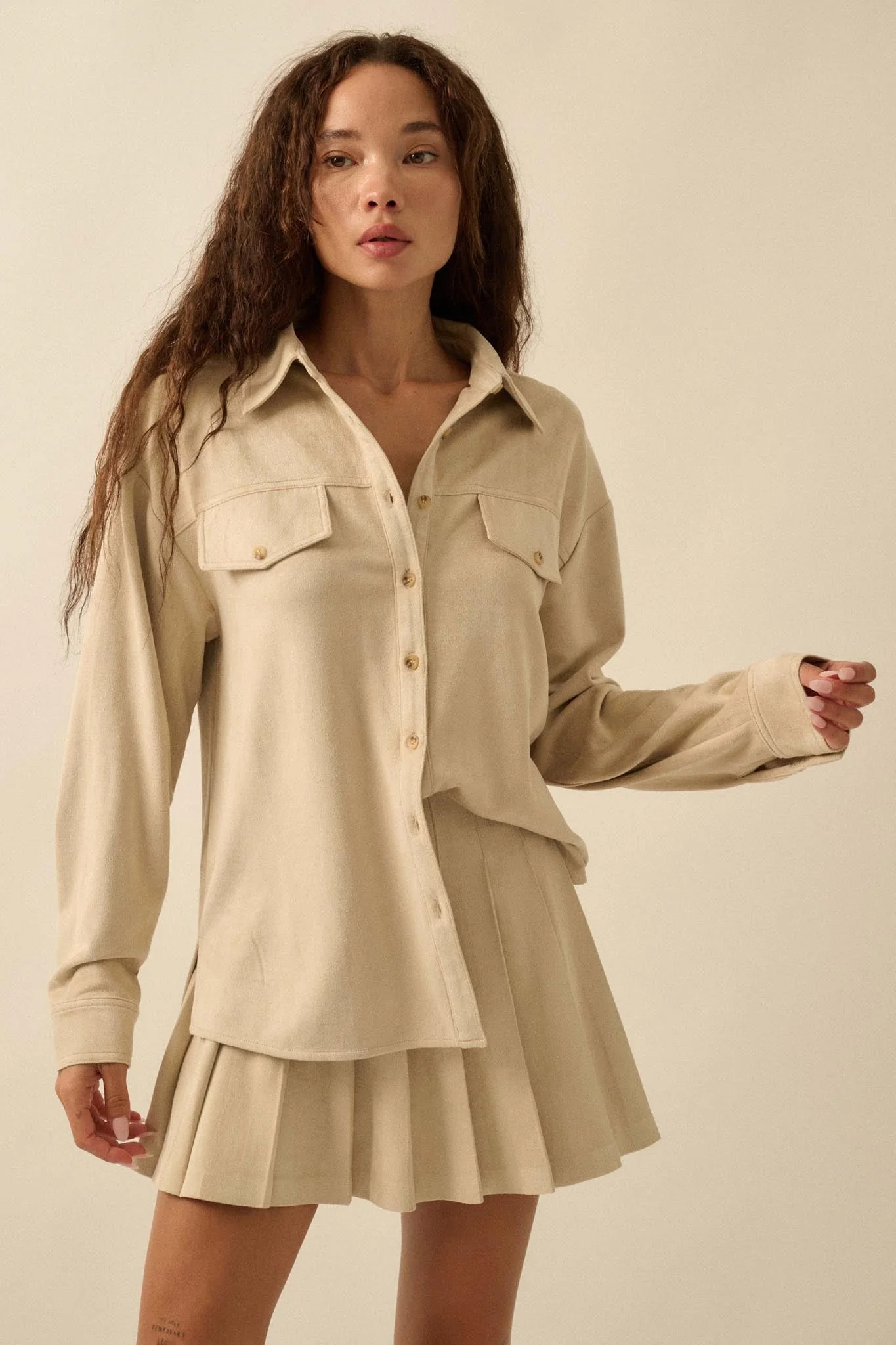 Soft Launch Vegan Suede Button-Up Shirt - Image 10