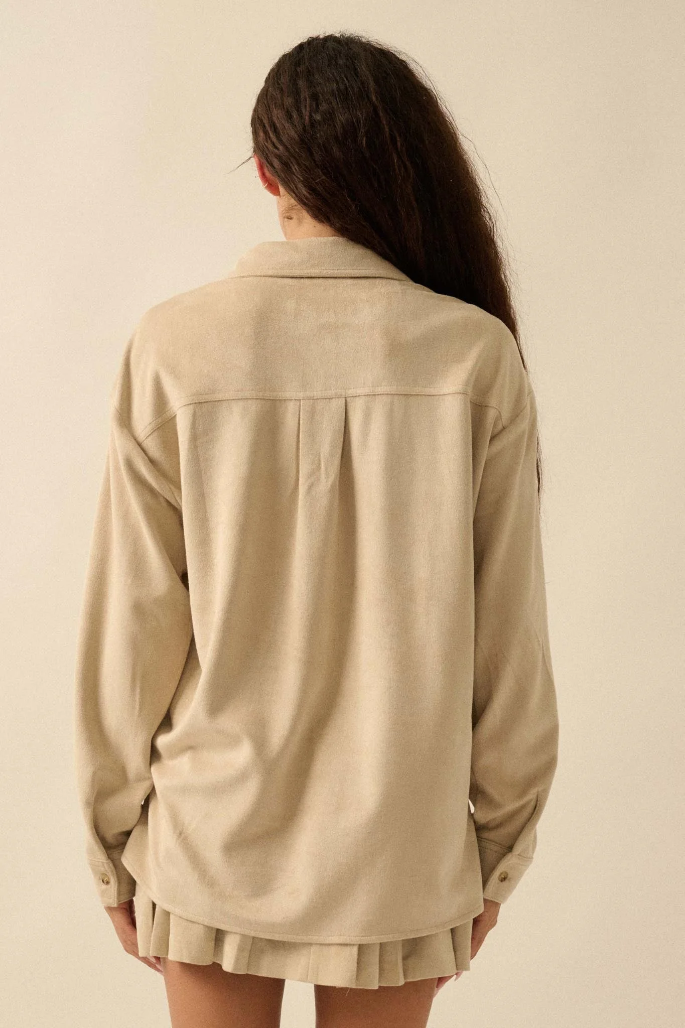 Soft Launch Vegan Suede Button-Up Shirt - Image 15