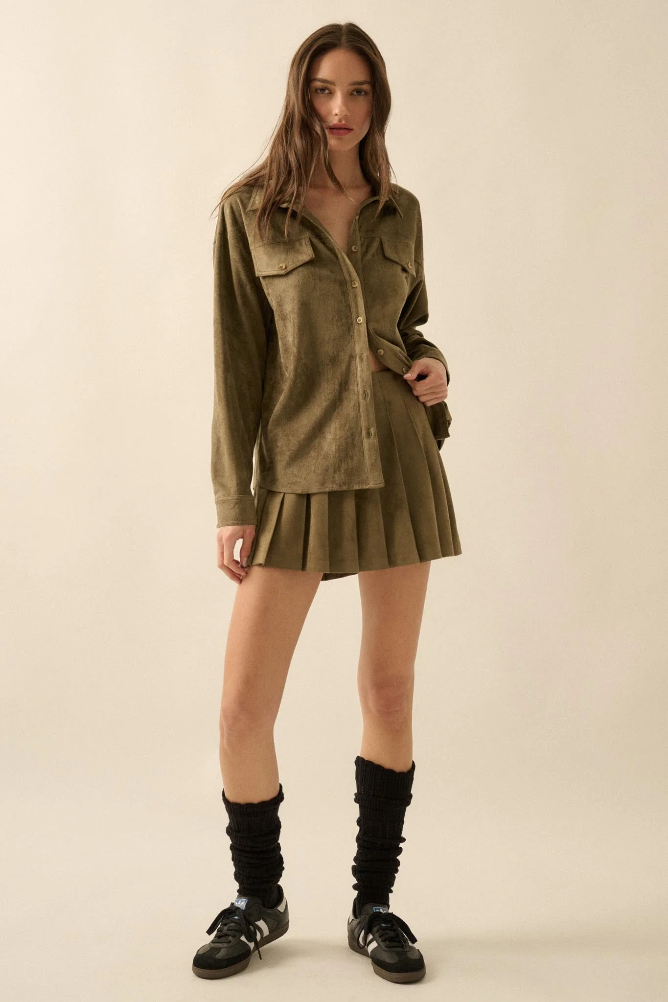 Soft Launch Vegan Suede Button-Up Shirt - Image 18