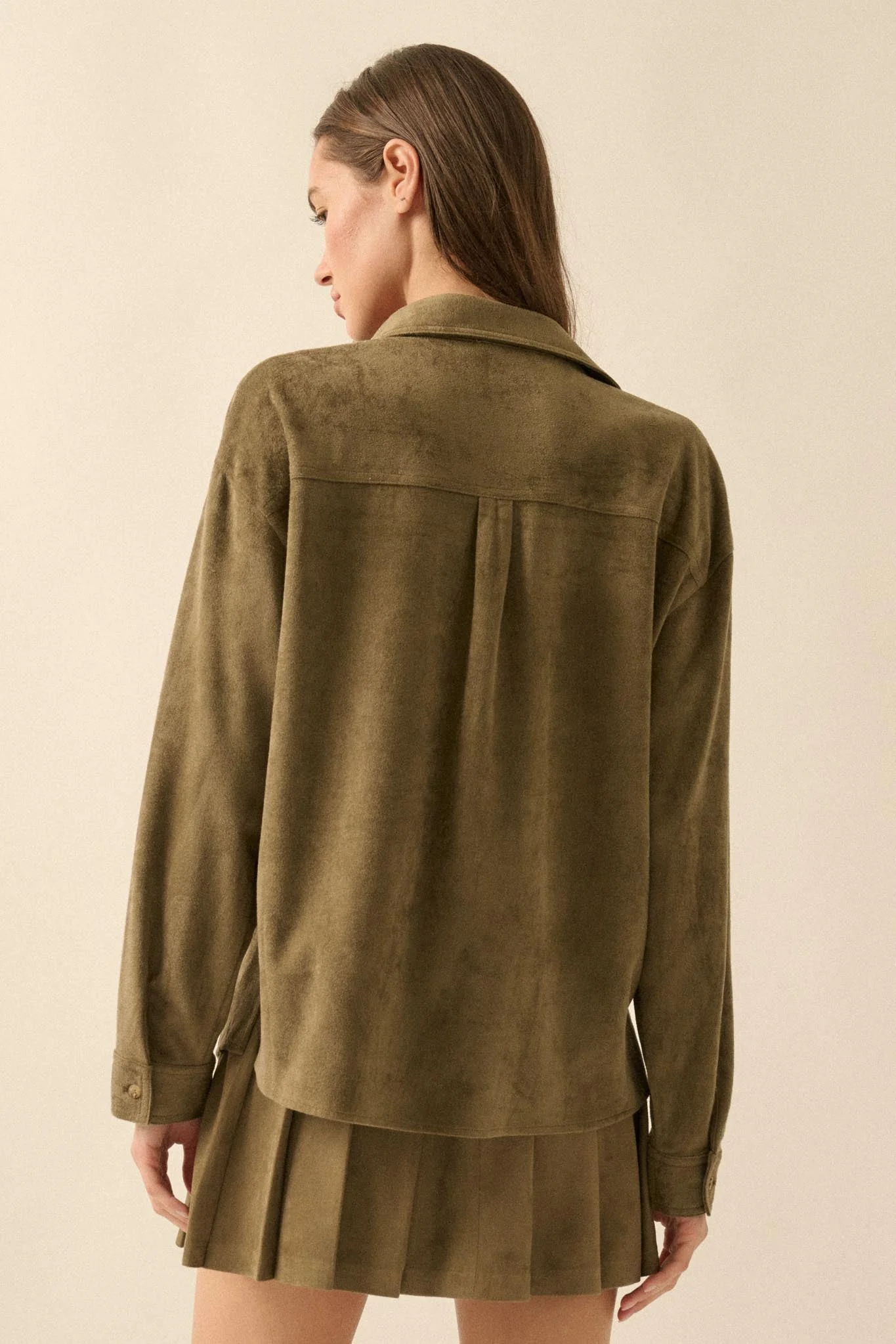 Soft Launch Vegan Suede Button-Up Shirt - Image 21
