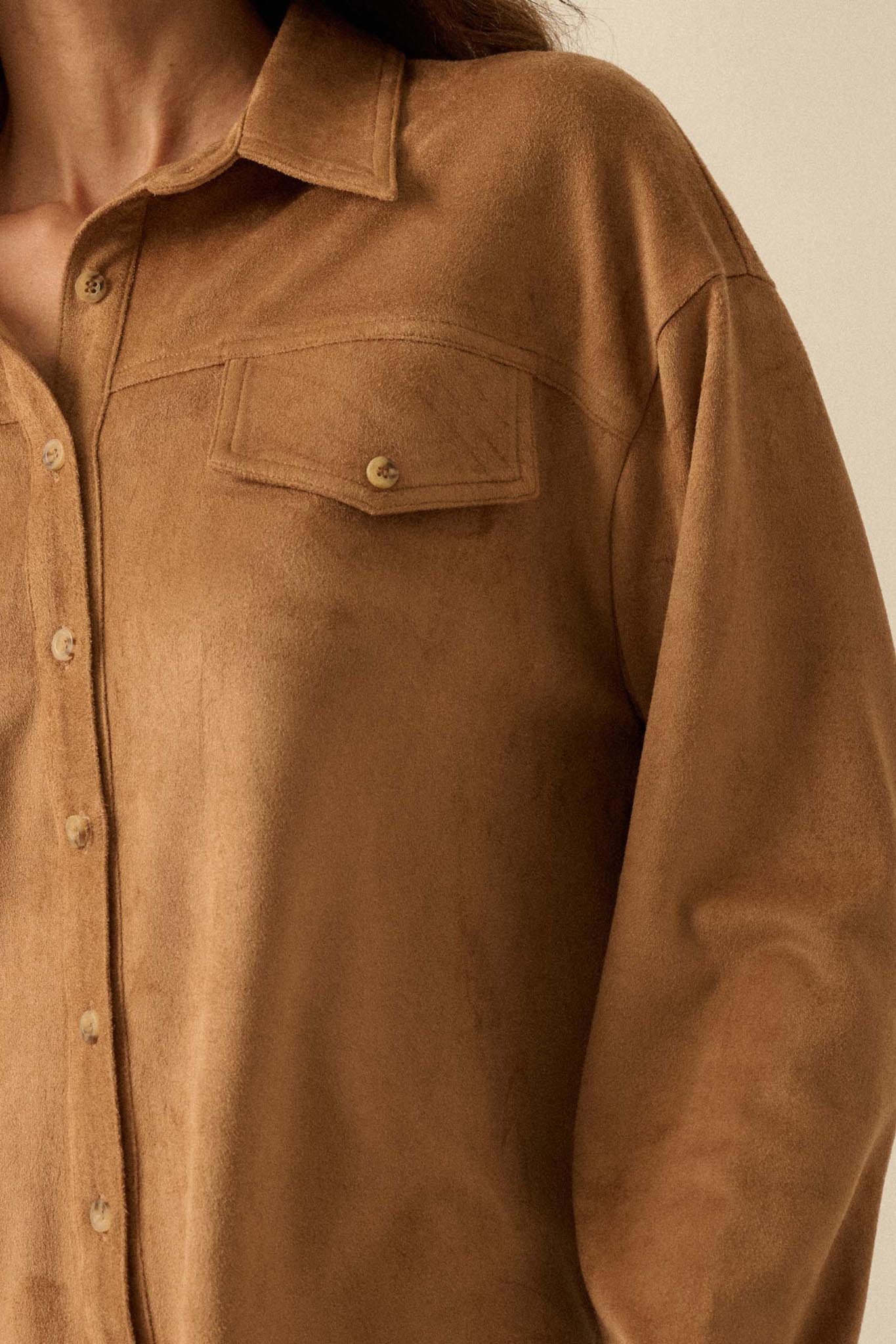 Soft Launch Vegan Suede Button-Up Shirt - Image 5