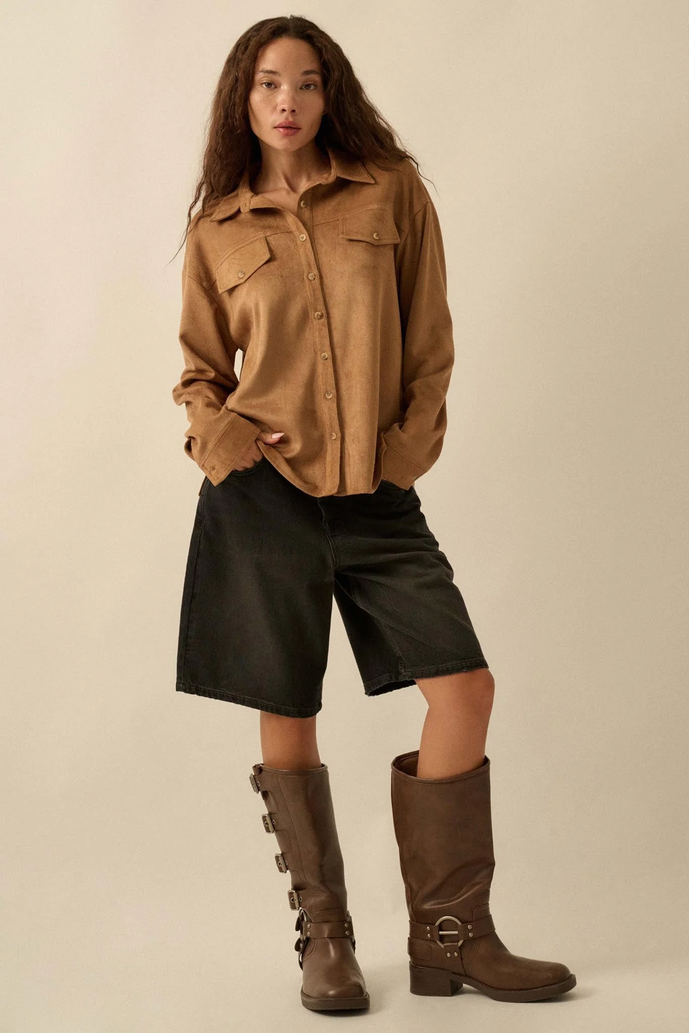 Soft Launch Vegan Suede Button-Up Shirt - Image 6