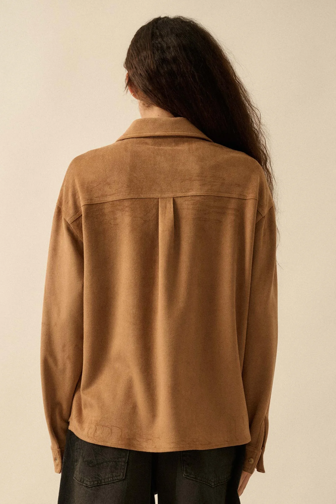 Soft Launch Vegan Suede Button-Up Shirt - Image 9