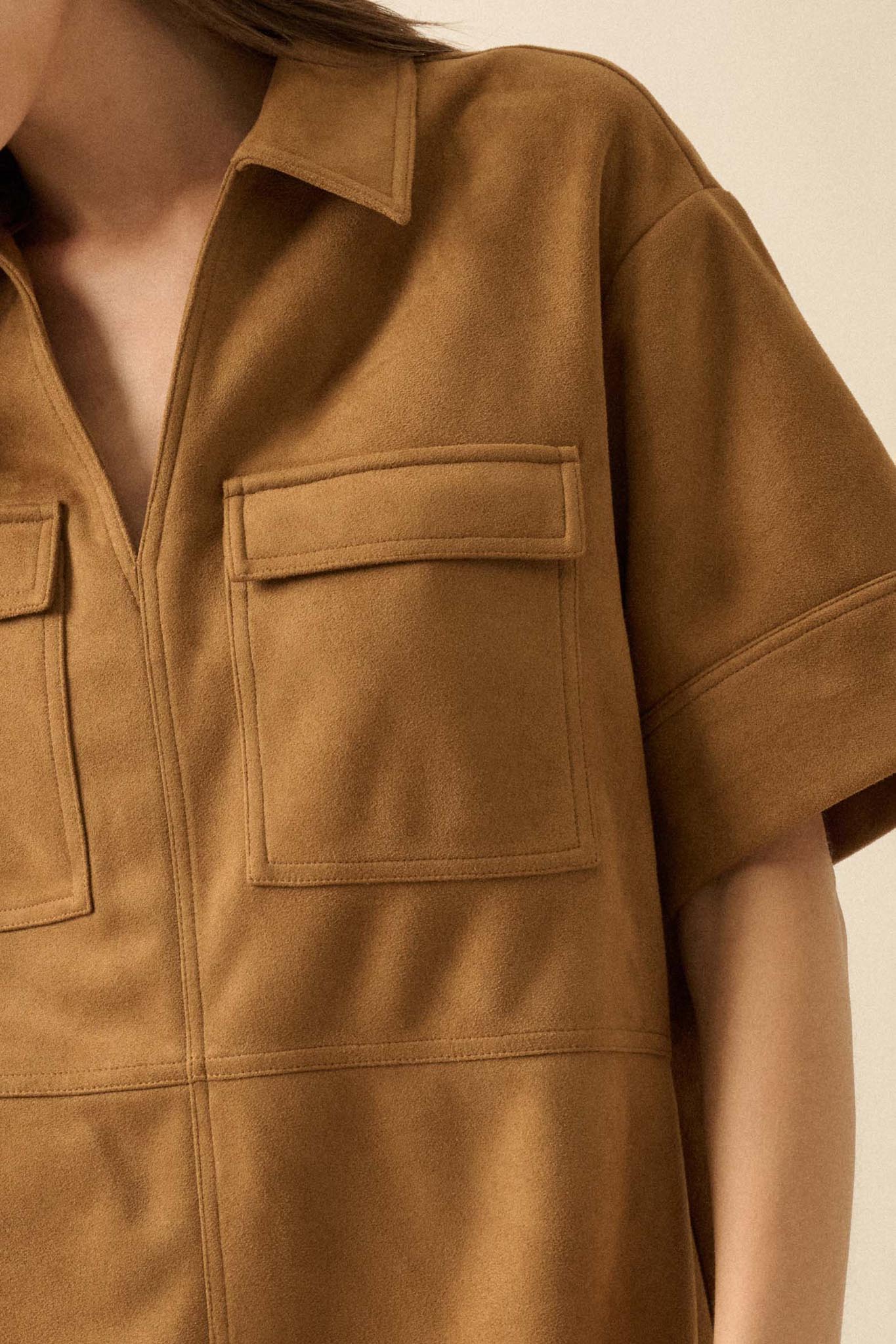 Soft Option Vegan Suede Mini Tunic Shirt Dress - Image 5
