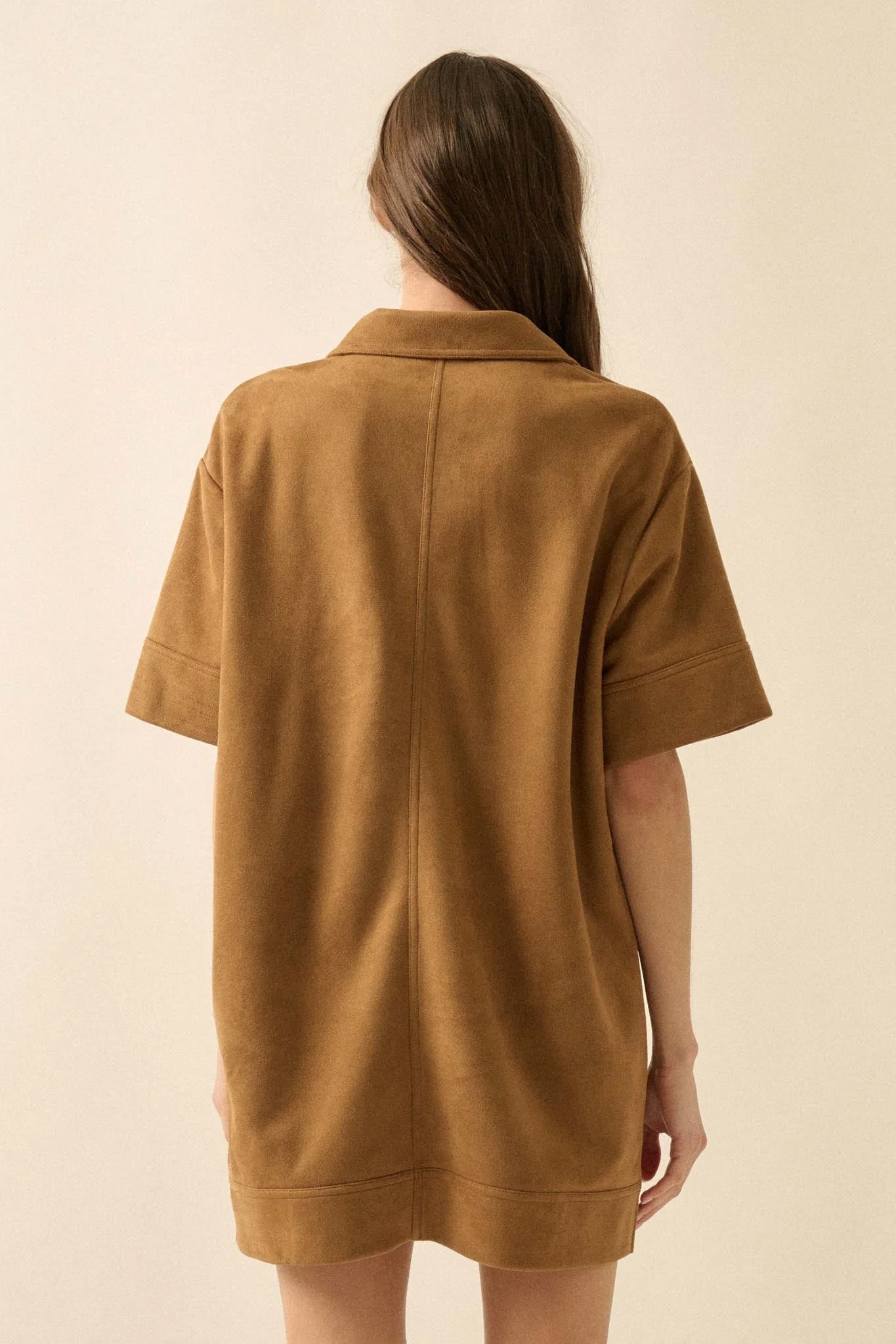 Soft Option Vegan Suede Mini Tunic Shirt Dress - Image 9
