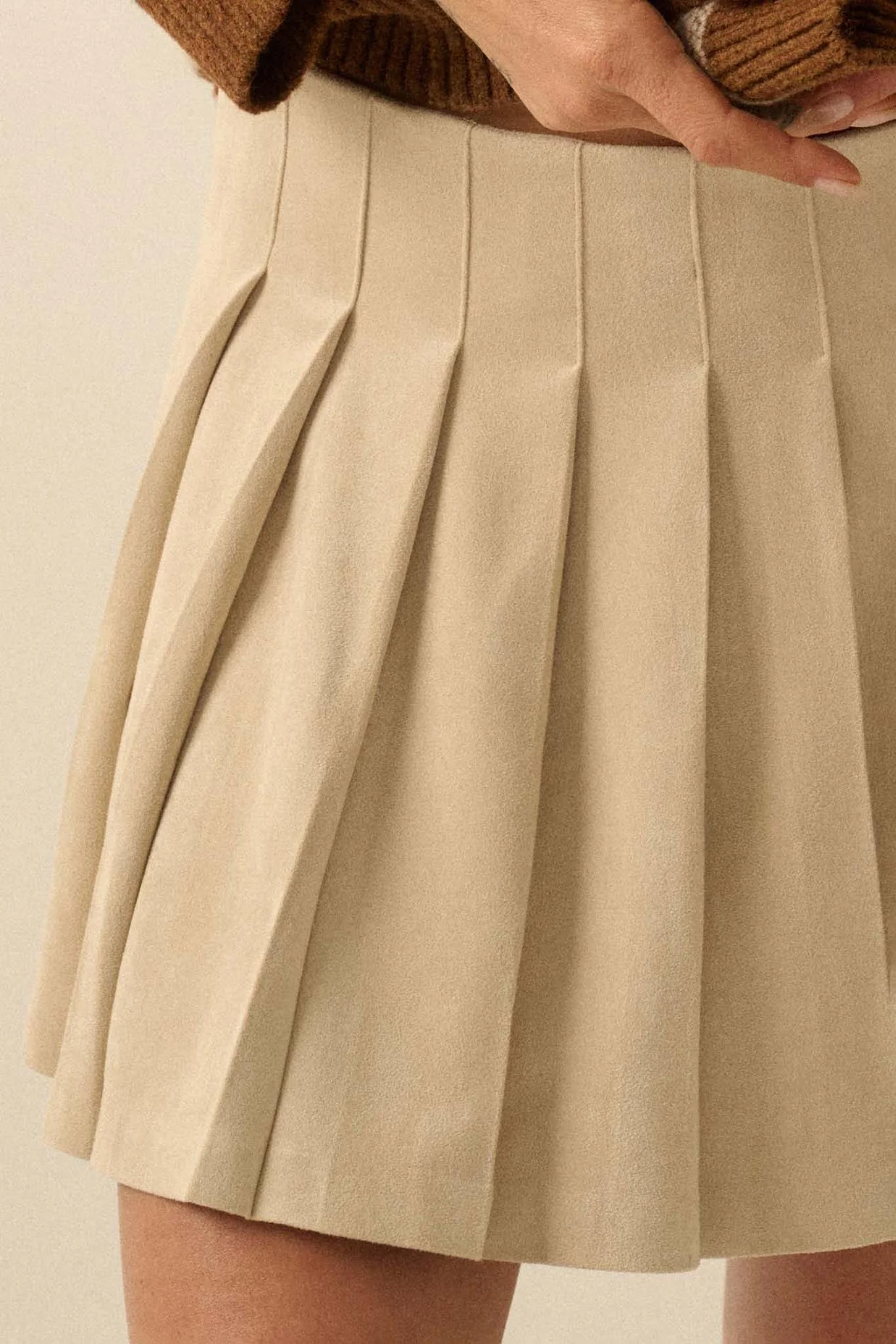 Soft Serve Vegan Suede Pleated Mini Skirt - Image 14