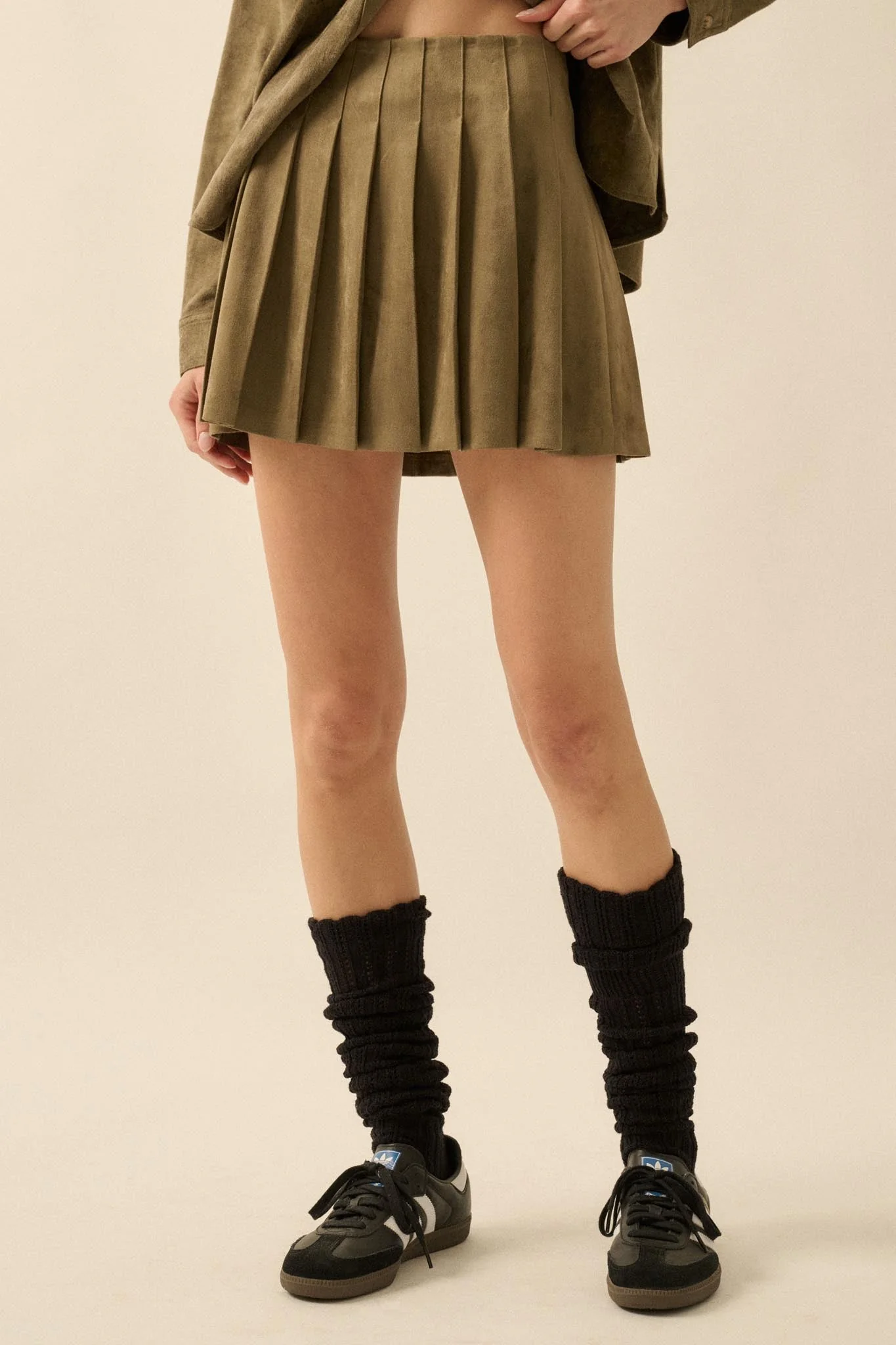 Soft Serve Vegan Suede Pleated Mini Skirt - Image 22