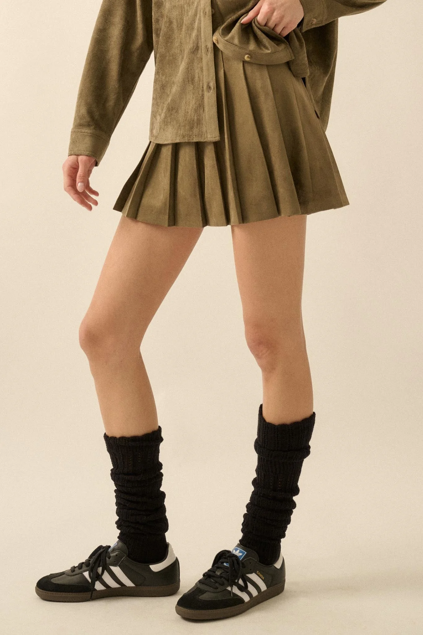 Soft Serve Vegan Suede Pleated Mini Skirt - Image 23