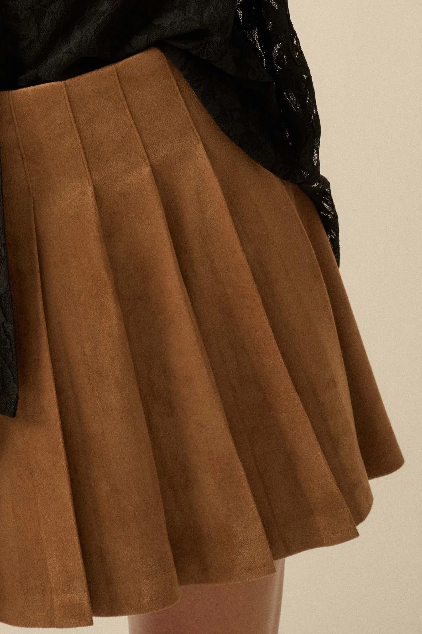 Soft Serve Vegan Suede Pleated Mini Skirt - Image 6