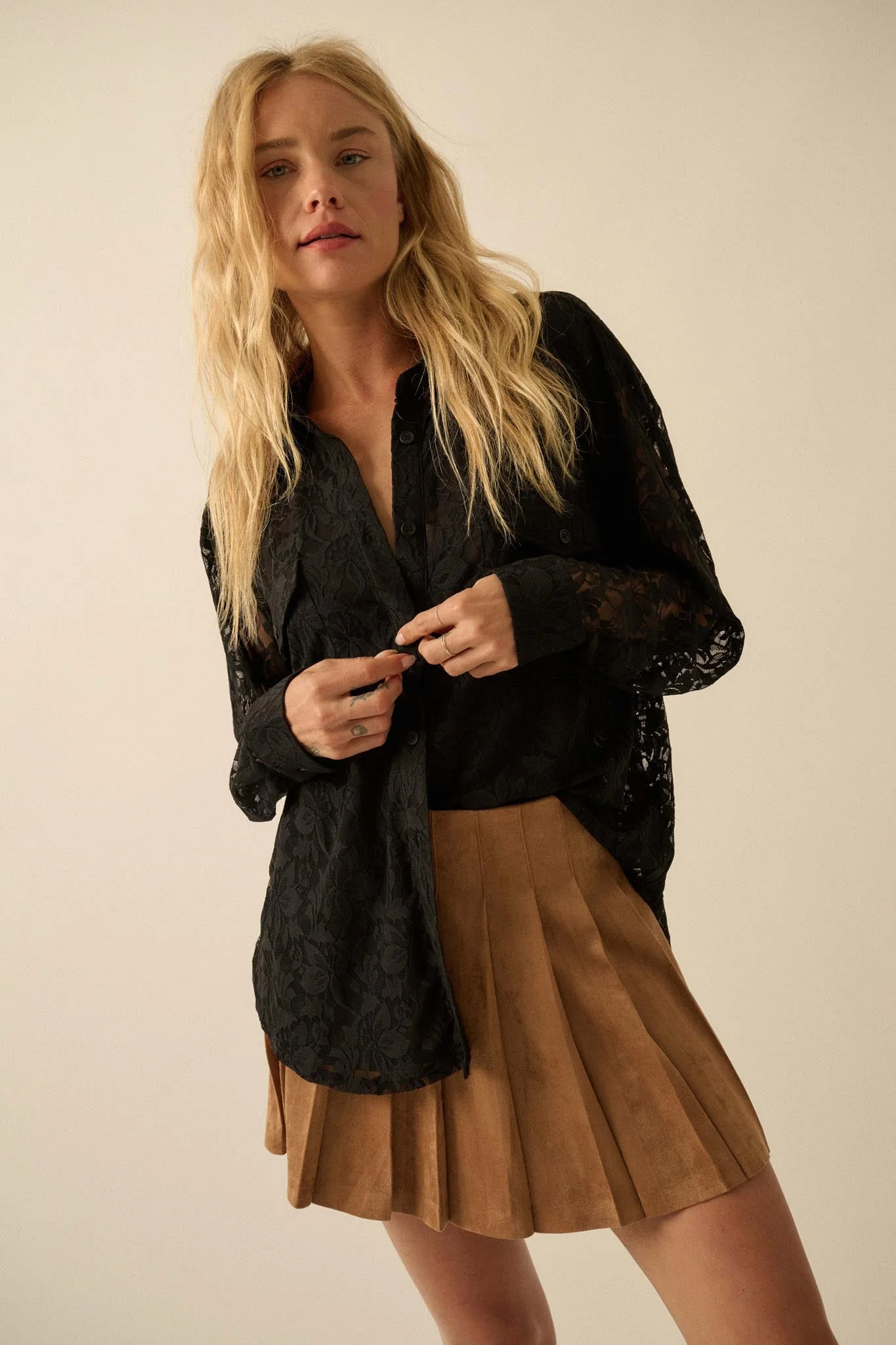 Soft Serve Vegan Suede Pleated Mini Skirt - Image 8