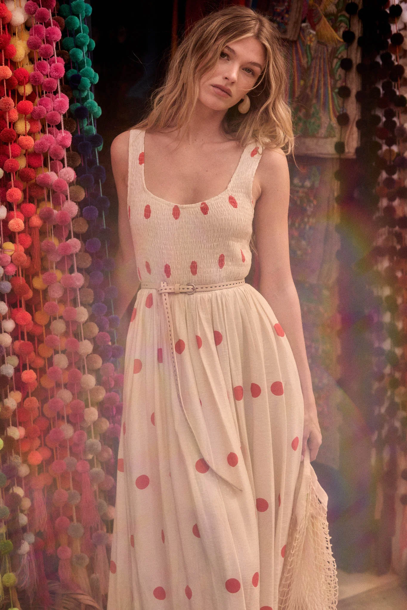Soft Spot Polka Dot Smocked Square-Neck Maxi Dress - Image 2
