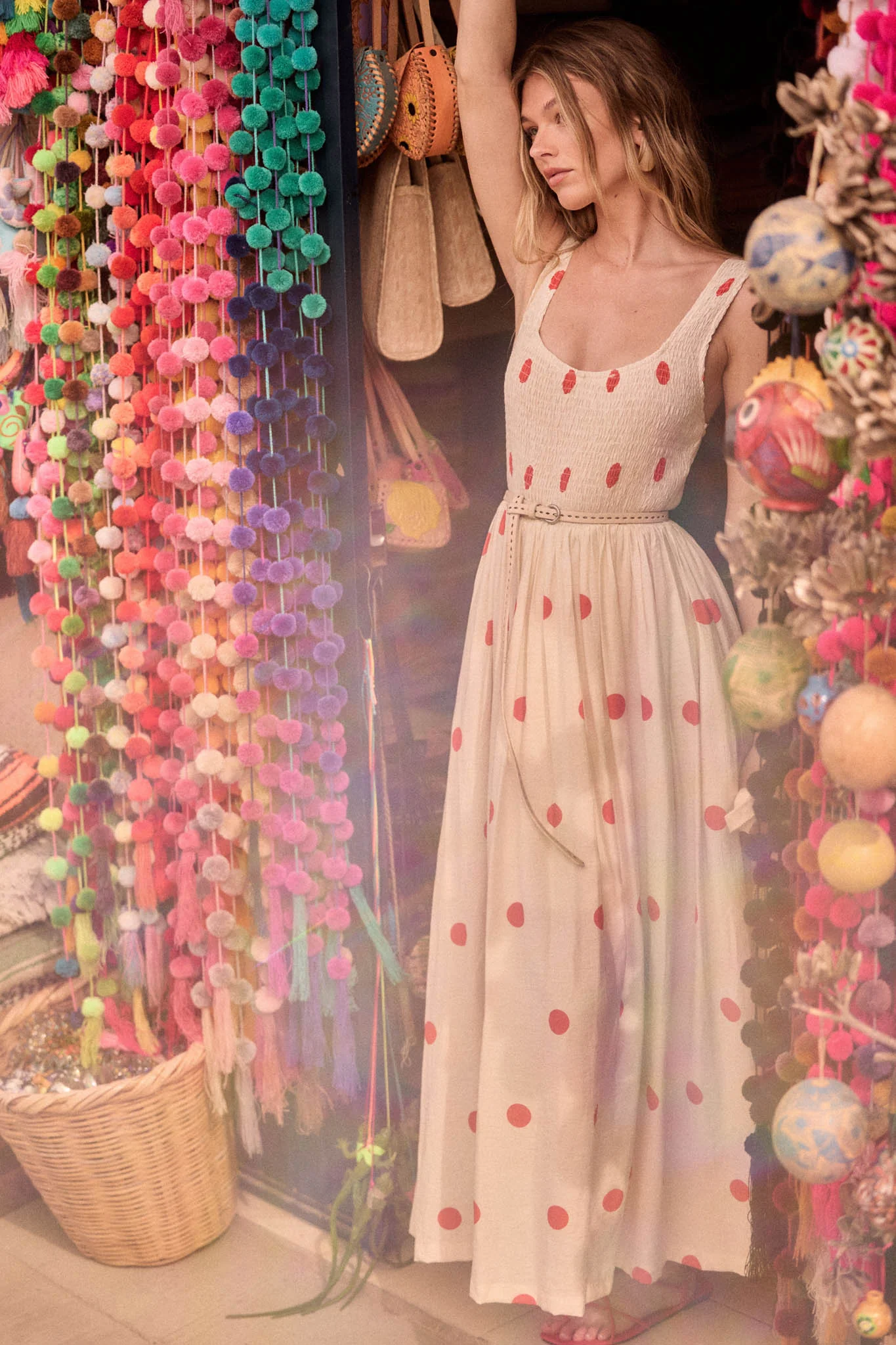 Soft Spot Polka Dot Smocked Square-Neck Maxi Dress - Image 3
