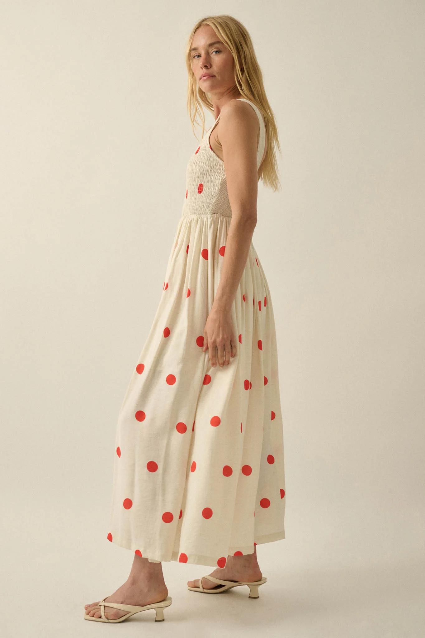 Soft Spot Polka Dot Smocked Square-Neck Maxi Dress - Image 8