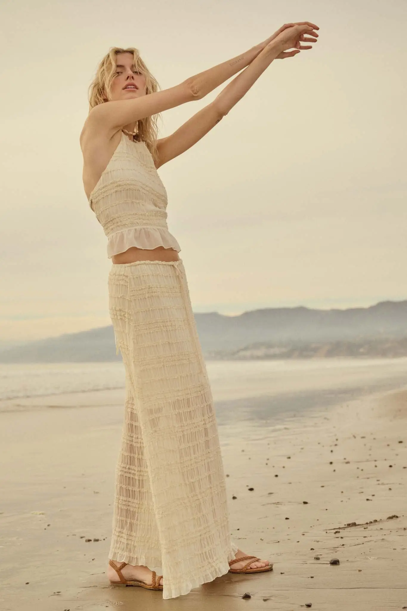 Soft Whispers Ruffled Chiffon Open-Back Halter Top - Image 2