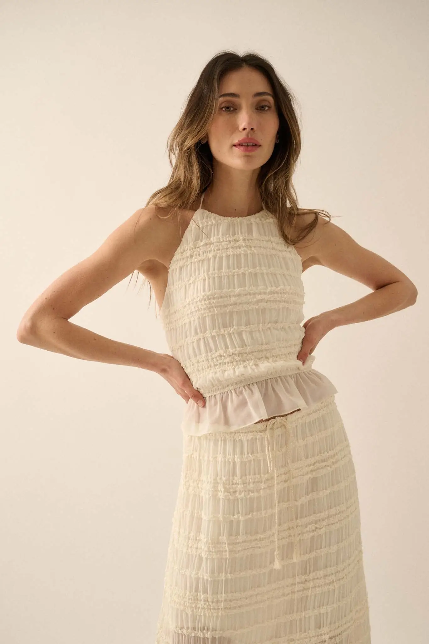 Soft Whispers Ruffled Chiffon Open-Back Halter Top - Image 7