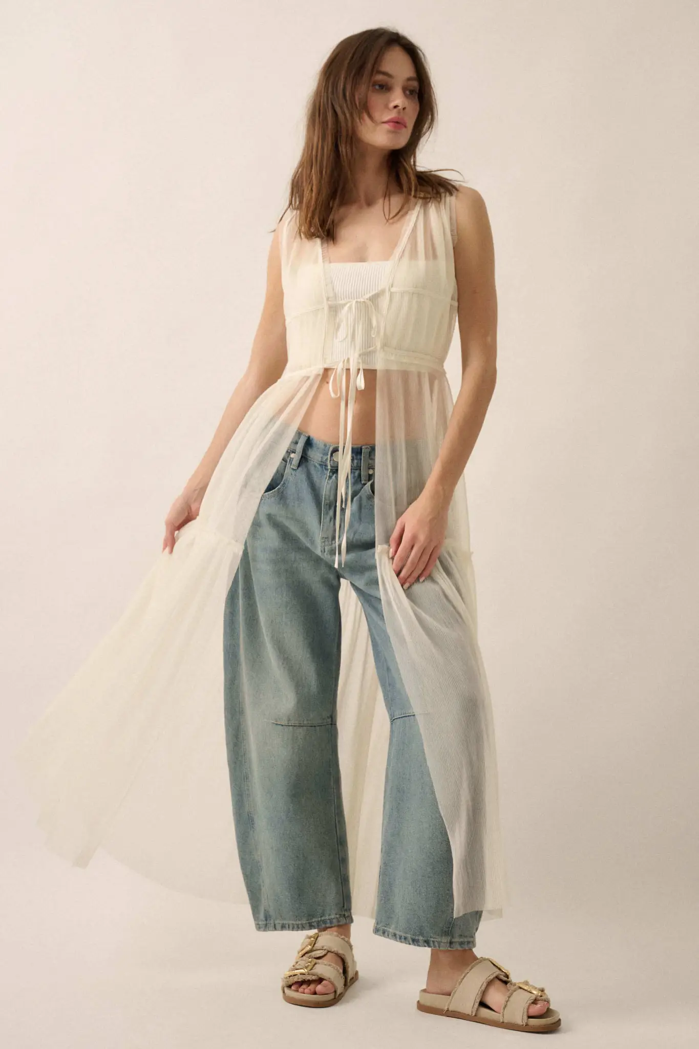 Softest Sigh Sheer Tulle Tie-Front Maxi Top - Image 7