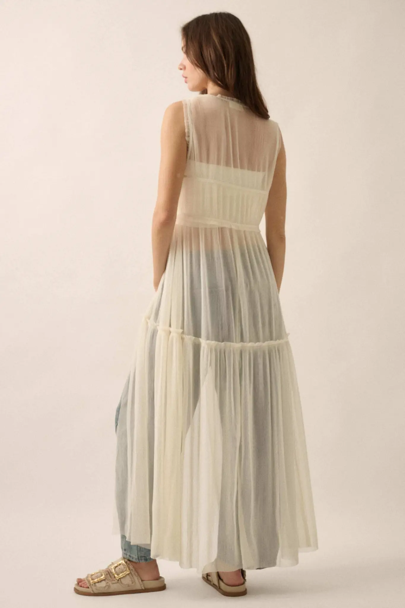 Softest Sigh Sheer Tulle Tie-Front Maxi Top - Image 9