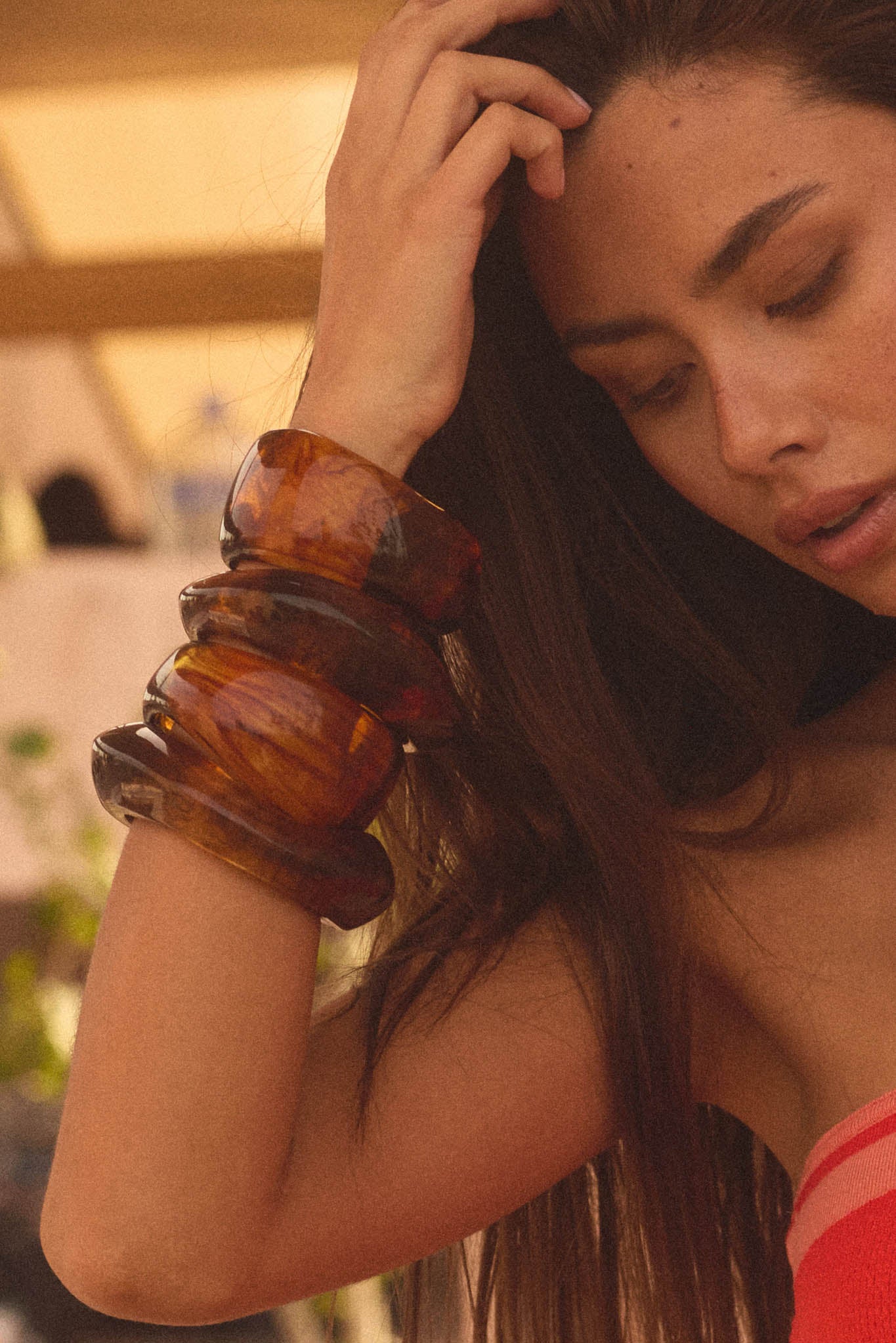 Somera Tortoise Resin Organic Bangle Bracelet - Image 2