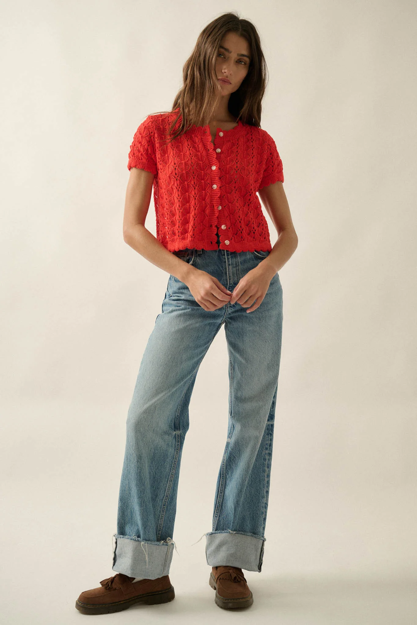 Something More Pointelle-Knit Short-Sleeve Cardigan - Image 3