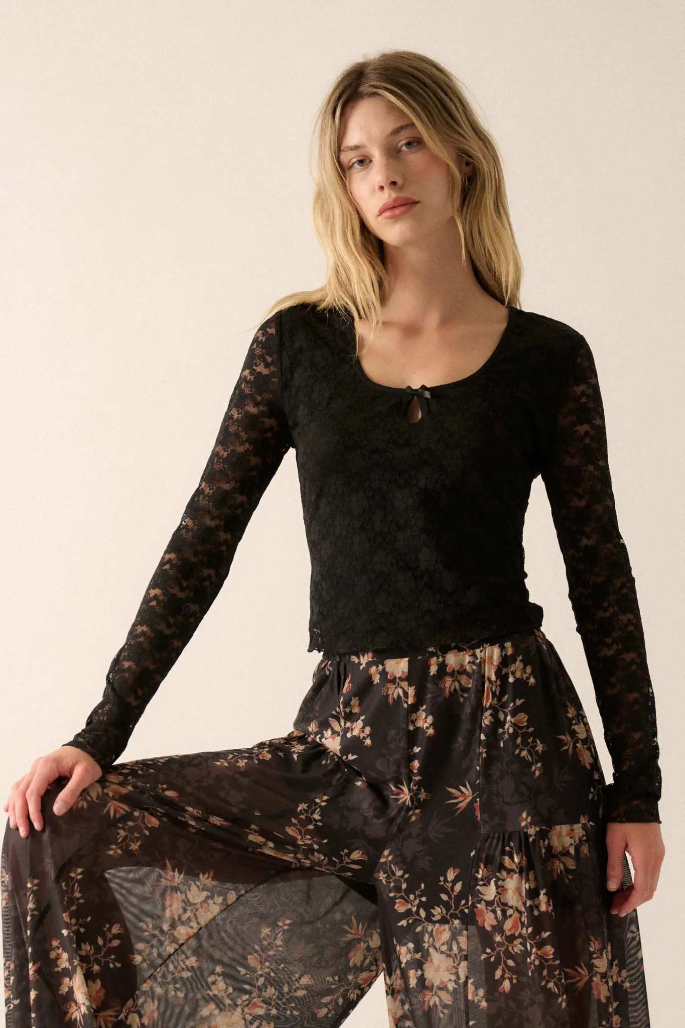 Something Sweet Floral Lace Keyhole Top - Image 11
