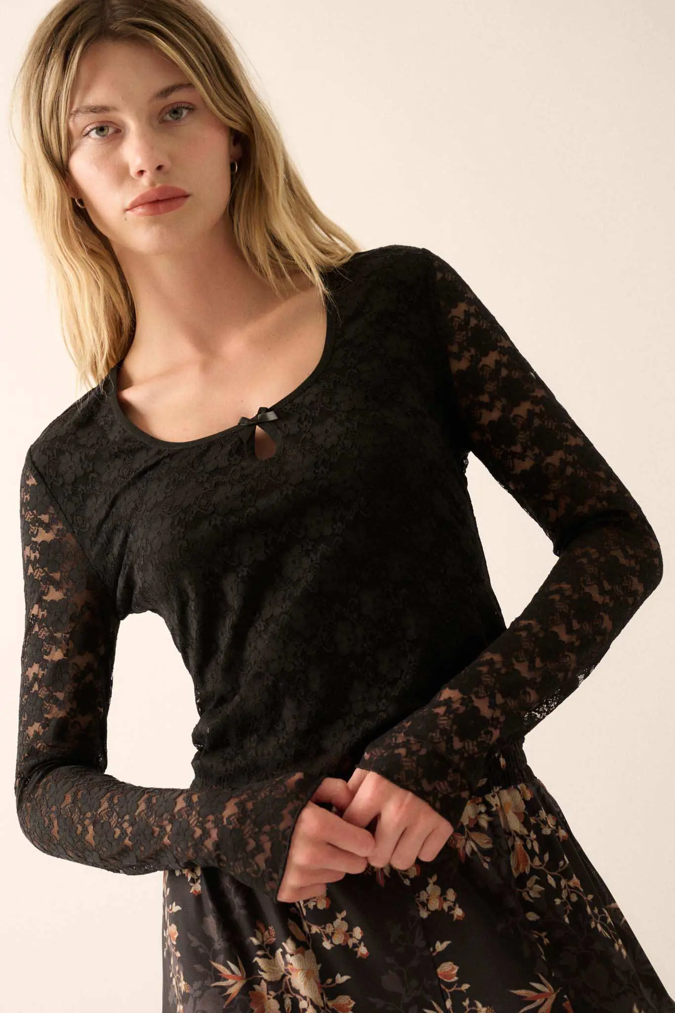 Something Sweet Floral Lace Keyhole Top - Image 13