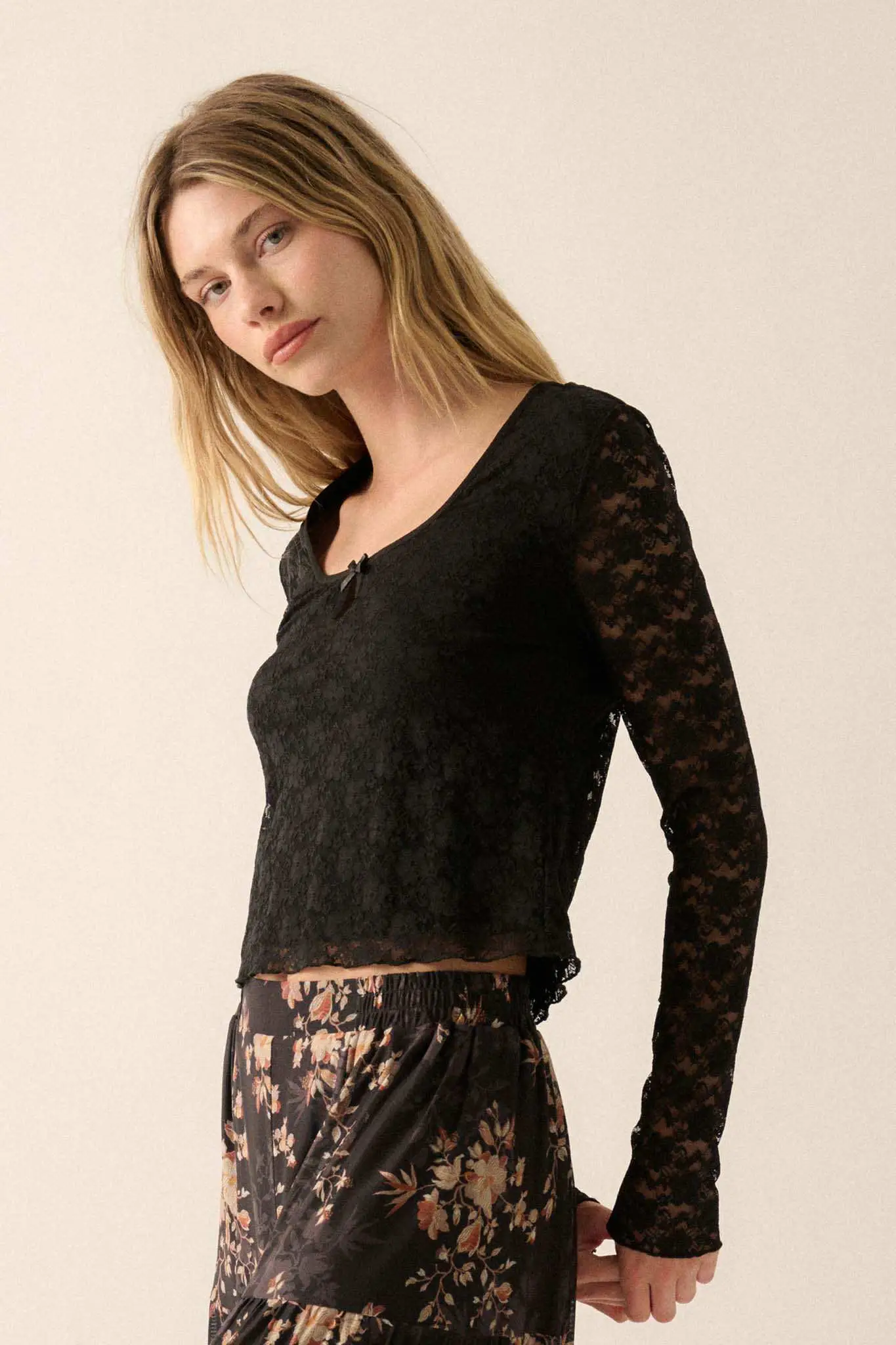 Something Sweet Floral Lace Keyhole Top - Image 14