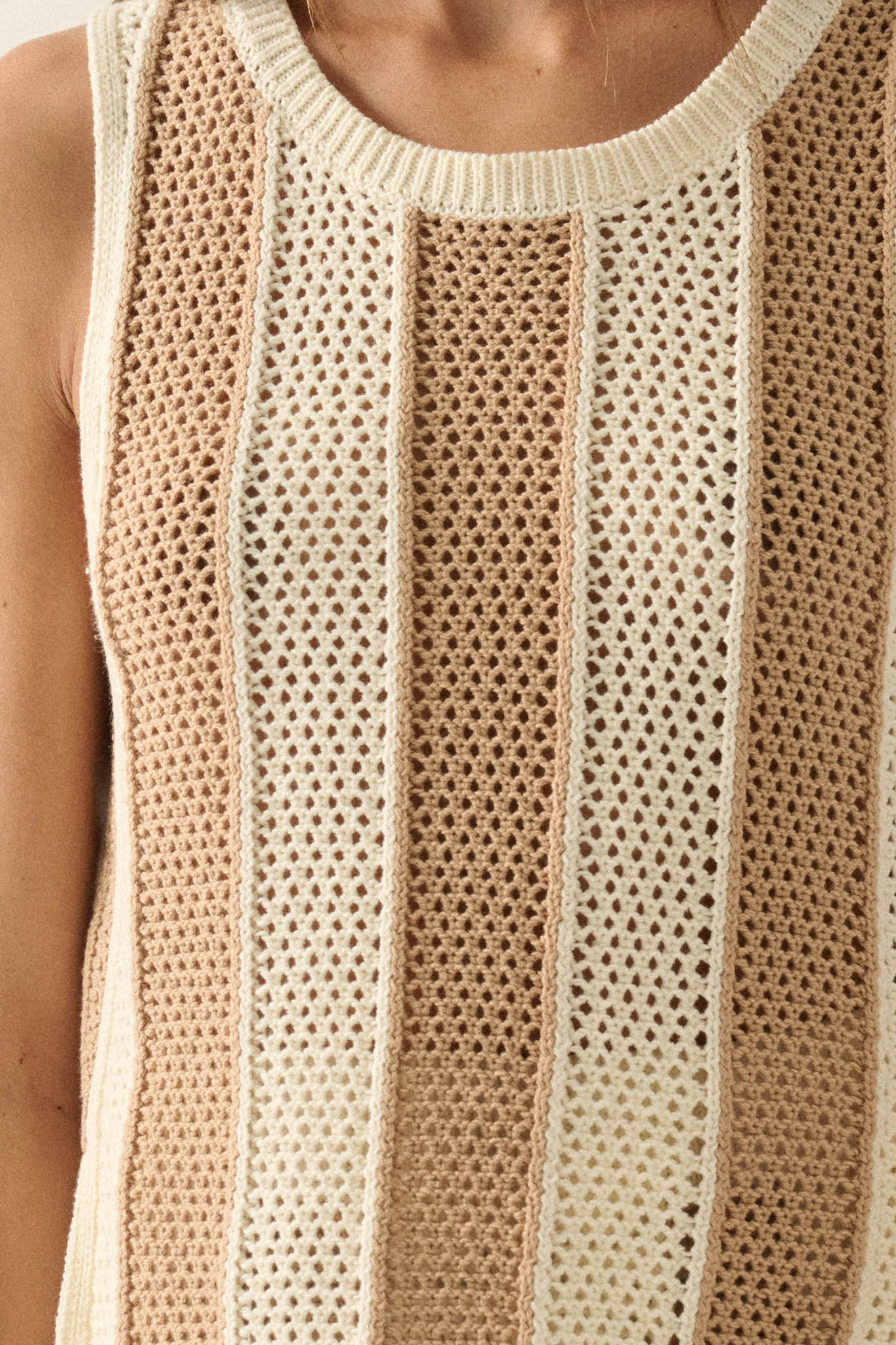 Sooner or Later Striped Crochet-Knit Tunic Tank Top - Image 11