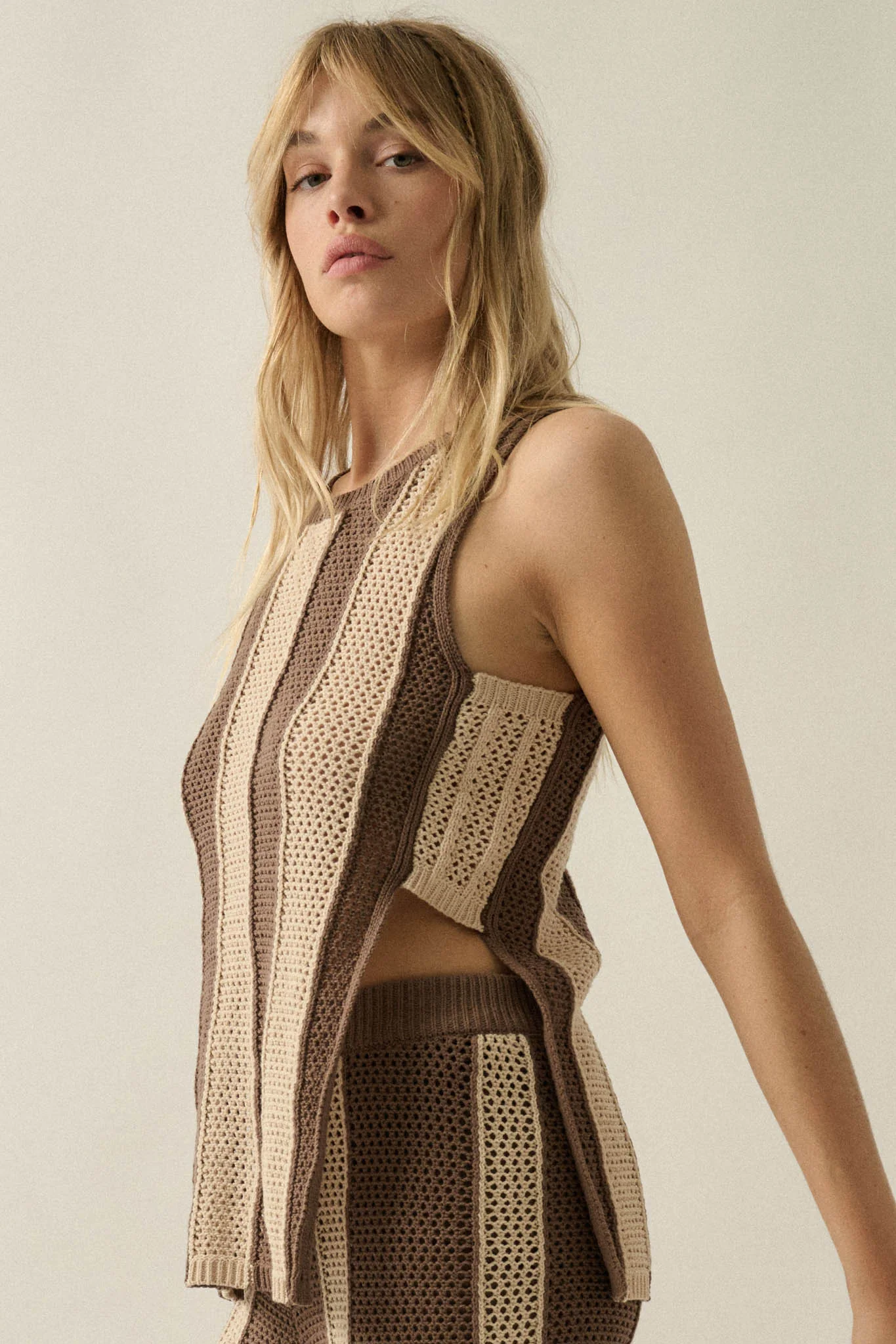Sooner or Later Striped Crochet-Knit Tunic Tank Top - Image 8