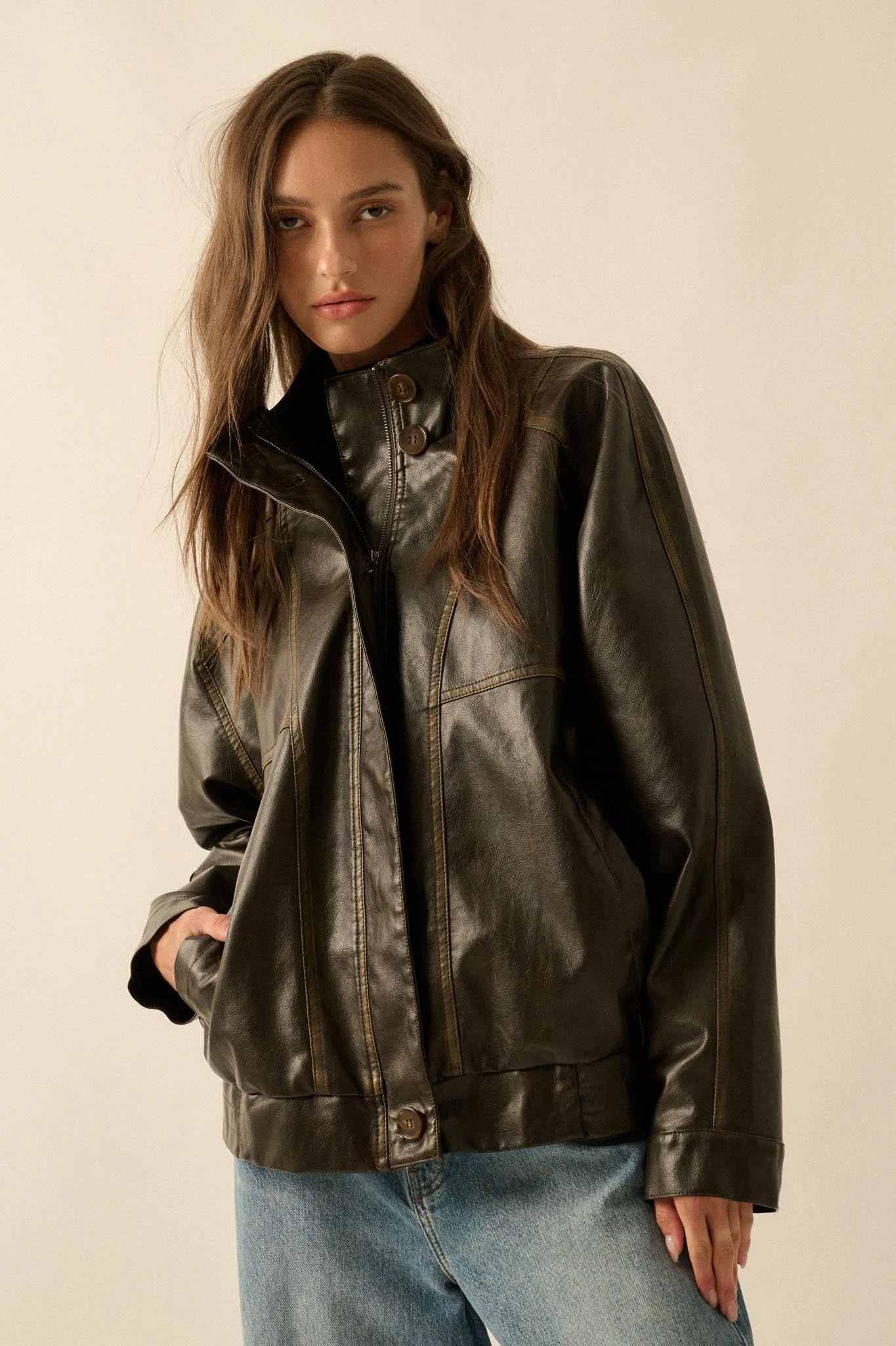 Soul Rider Vegan Leather Oversize Jacket - Image 13