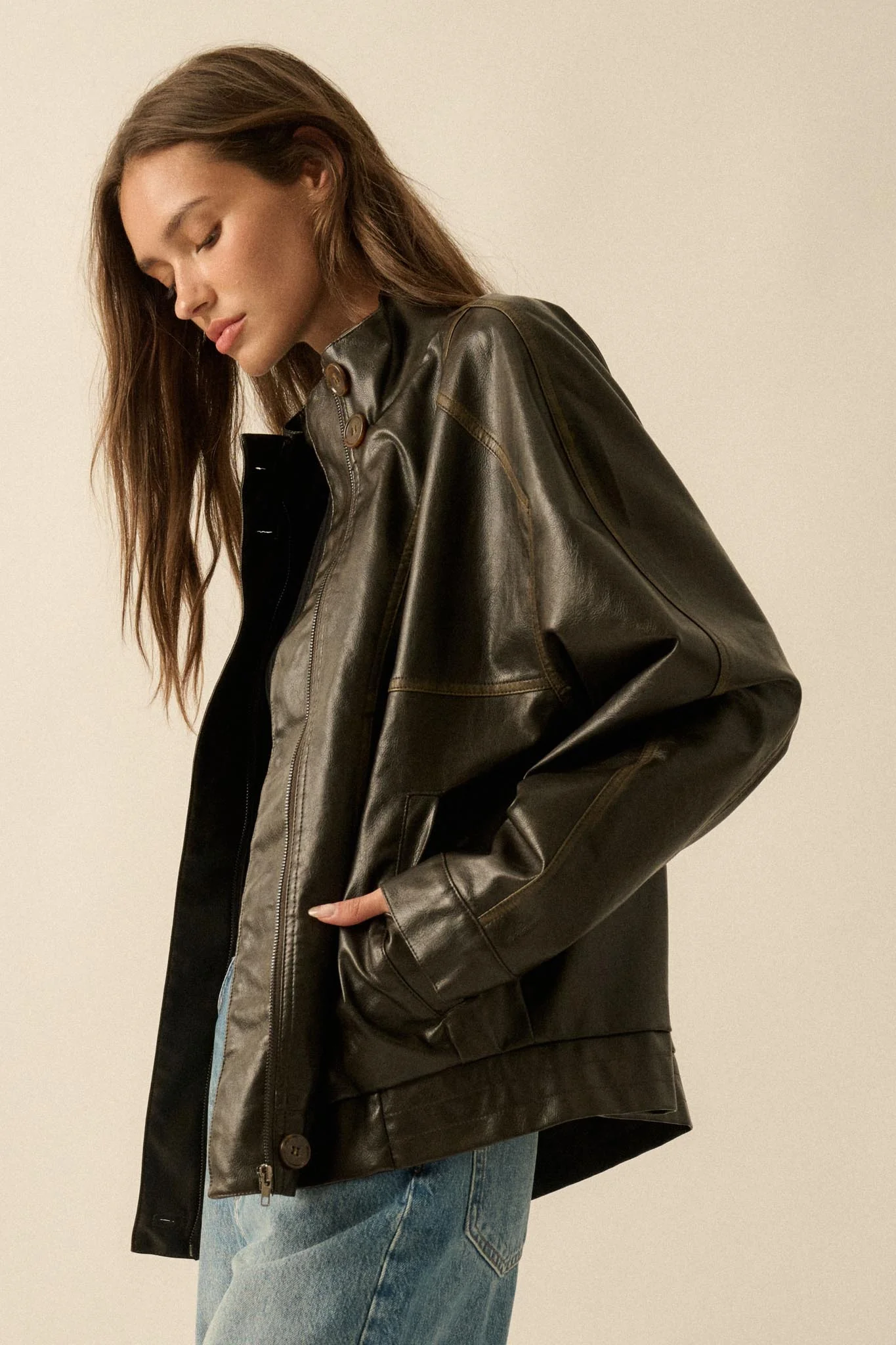 Soul Rider Vegan Leather Oversize Jacket - Image 17