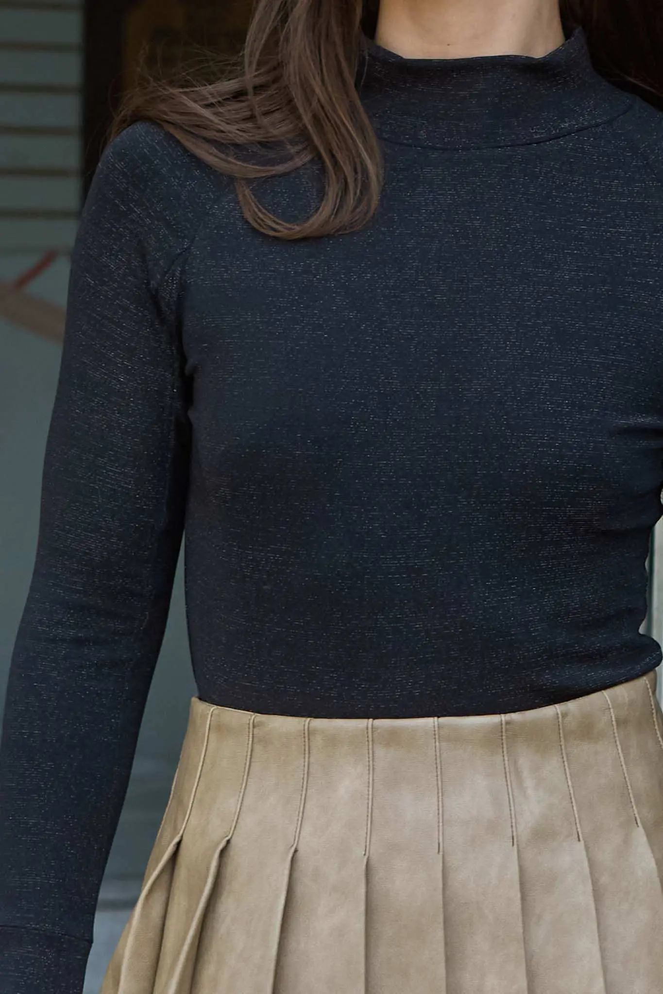 Sparkle and Shine Shimmer Knit Mock-Neck Top - Image 8