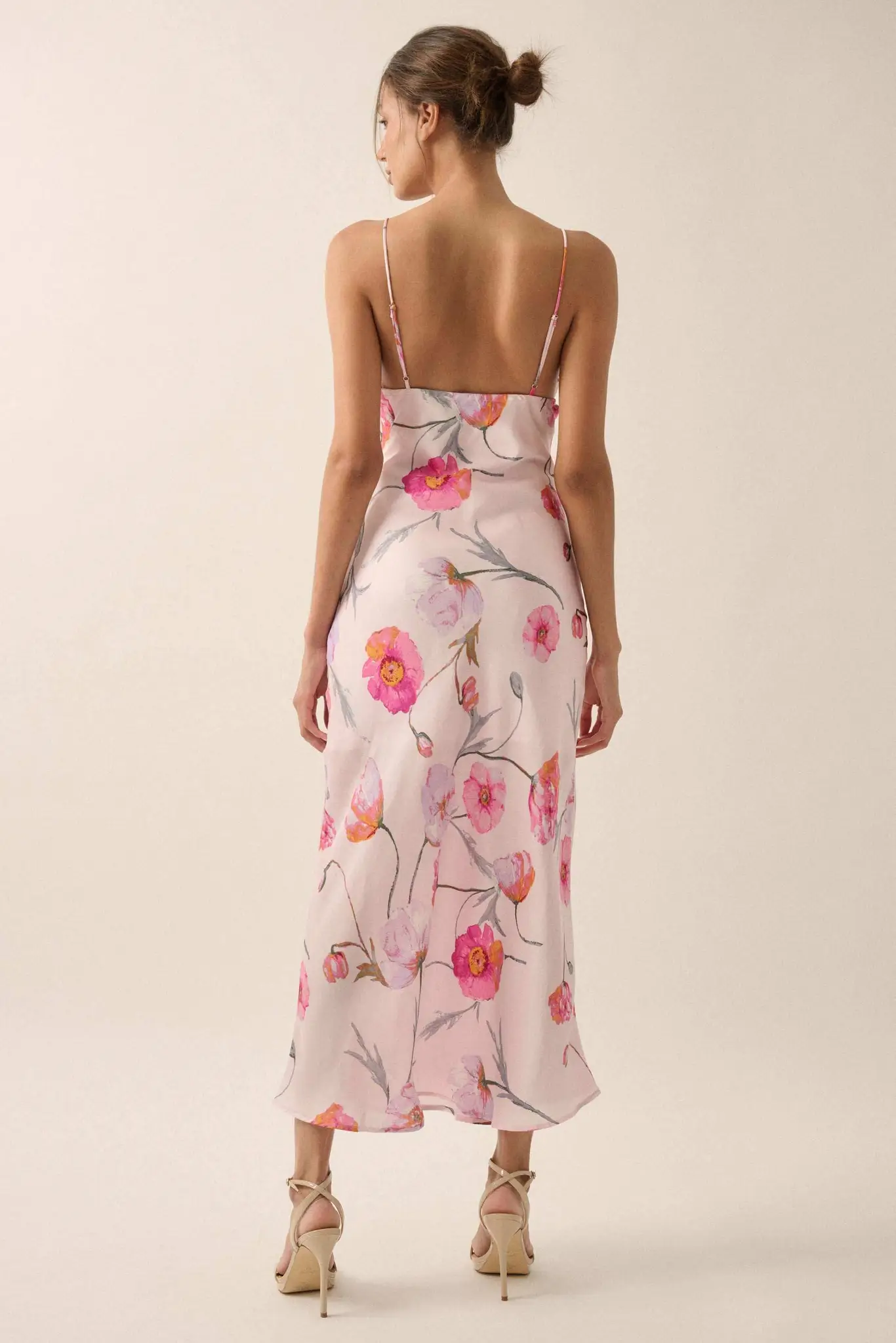Spring Dream Floral Satin Maxi Slip Dress - Image 2