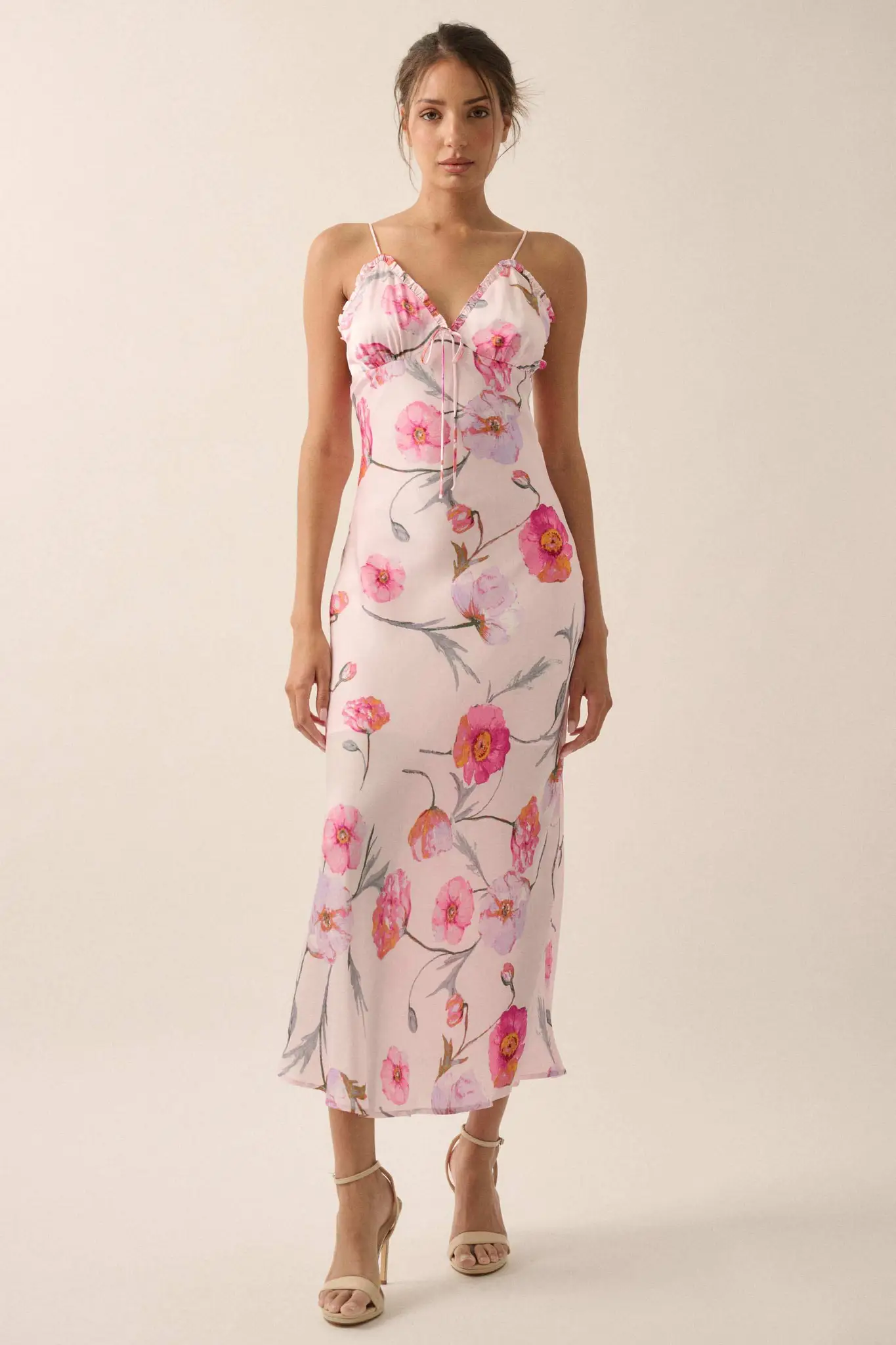 Spring Dream Floral Satin Maxi Slip Dress - Image 4