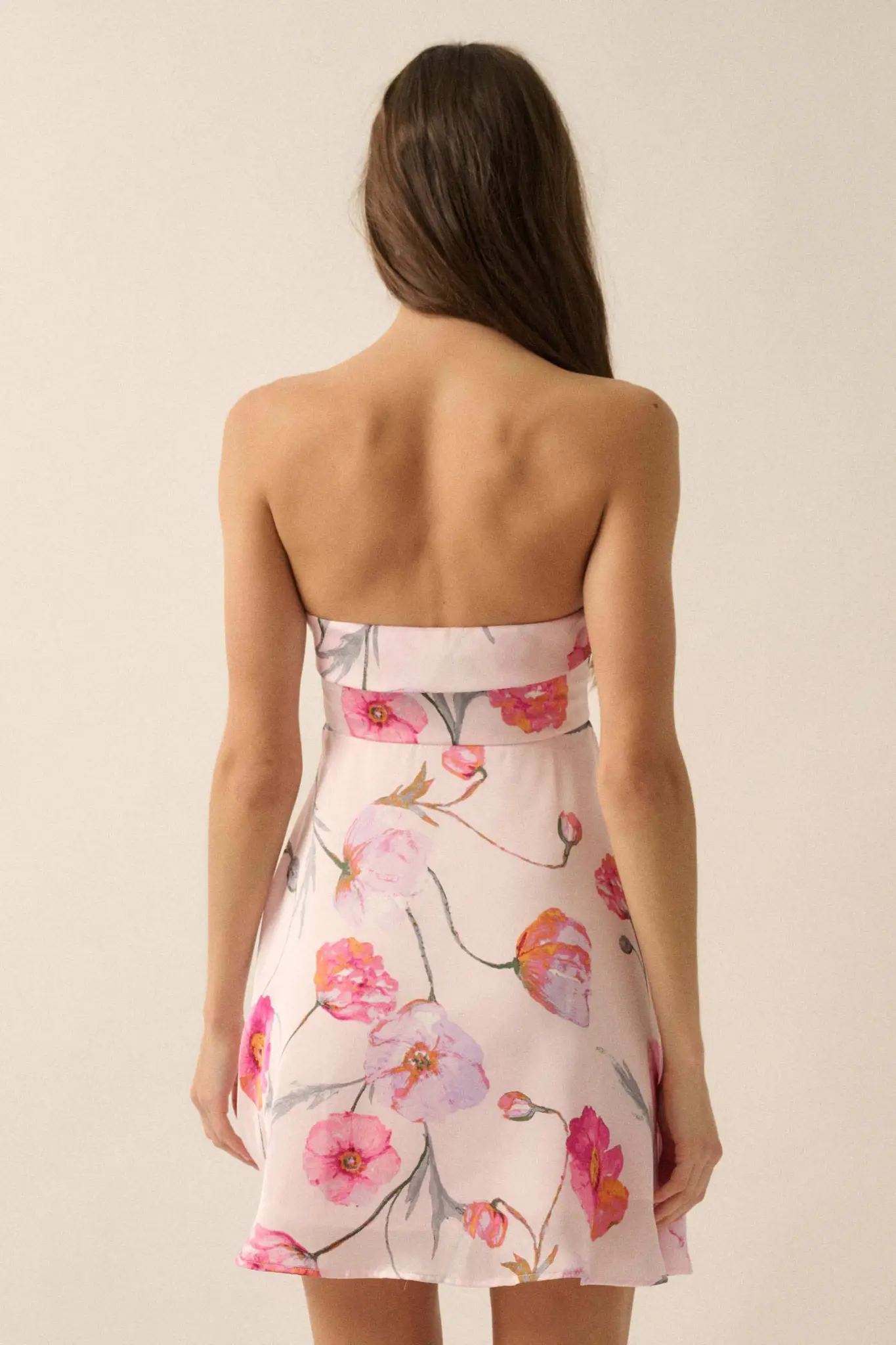 Spring Fever Floral Satin Strapless Mini Dress - Image 9
