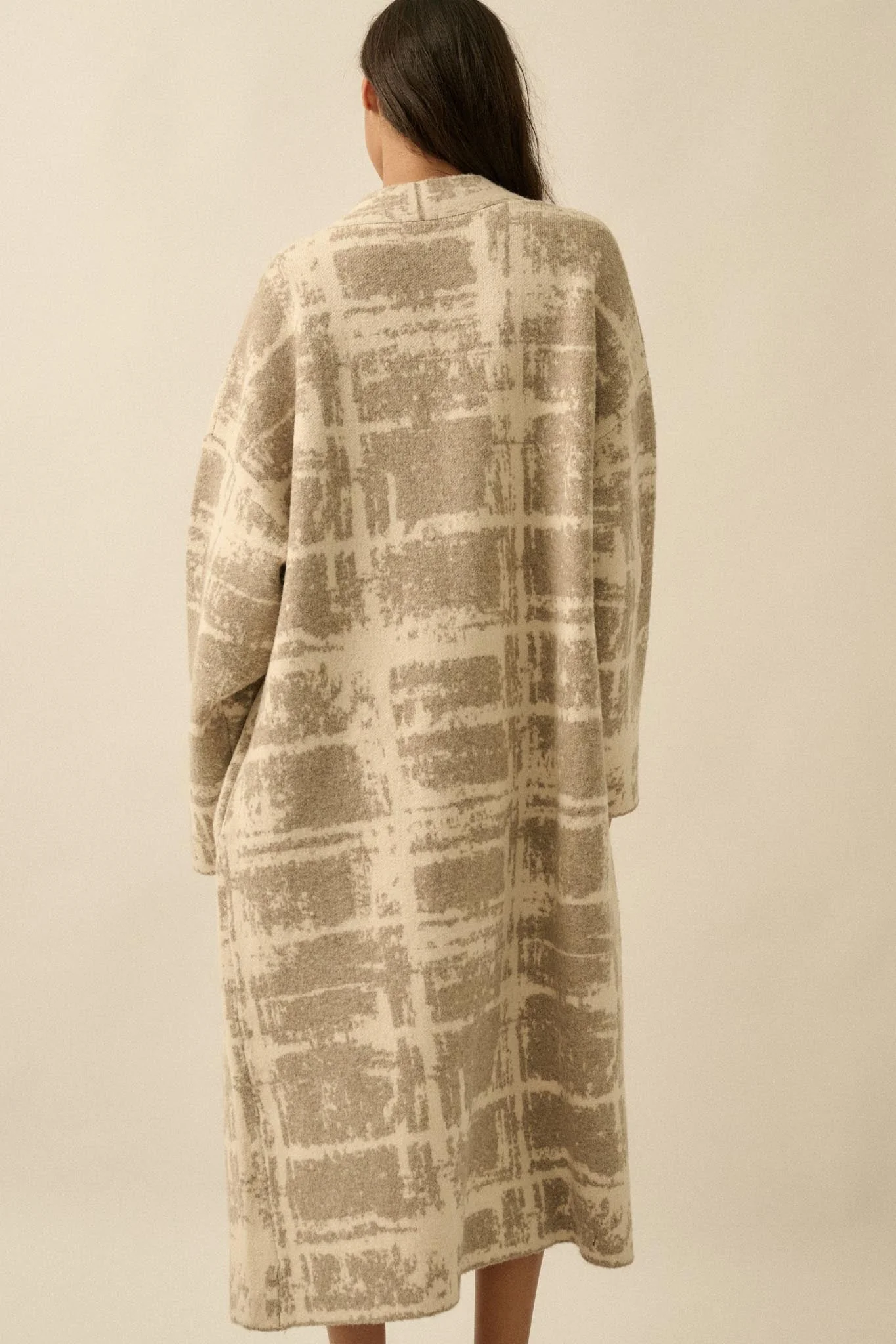 Square One Plaid Jacquard-Knit Duster Cardigan - Image 15