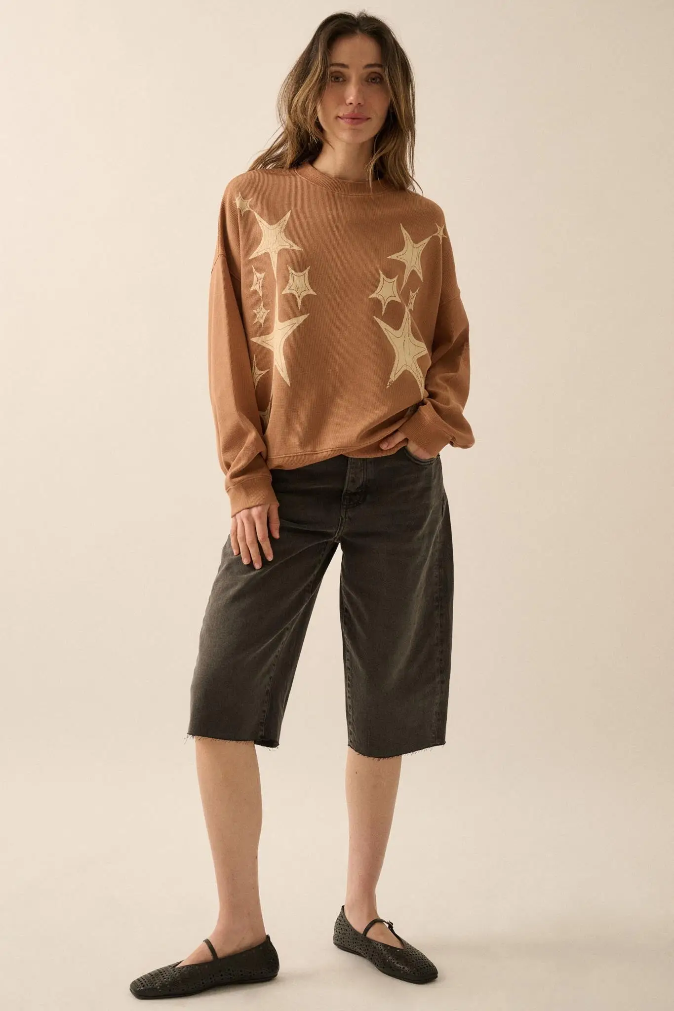 Stars Align Vintage-Print Thermal Graphic Top - Image 3