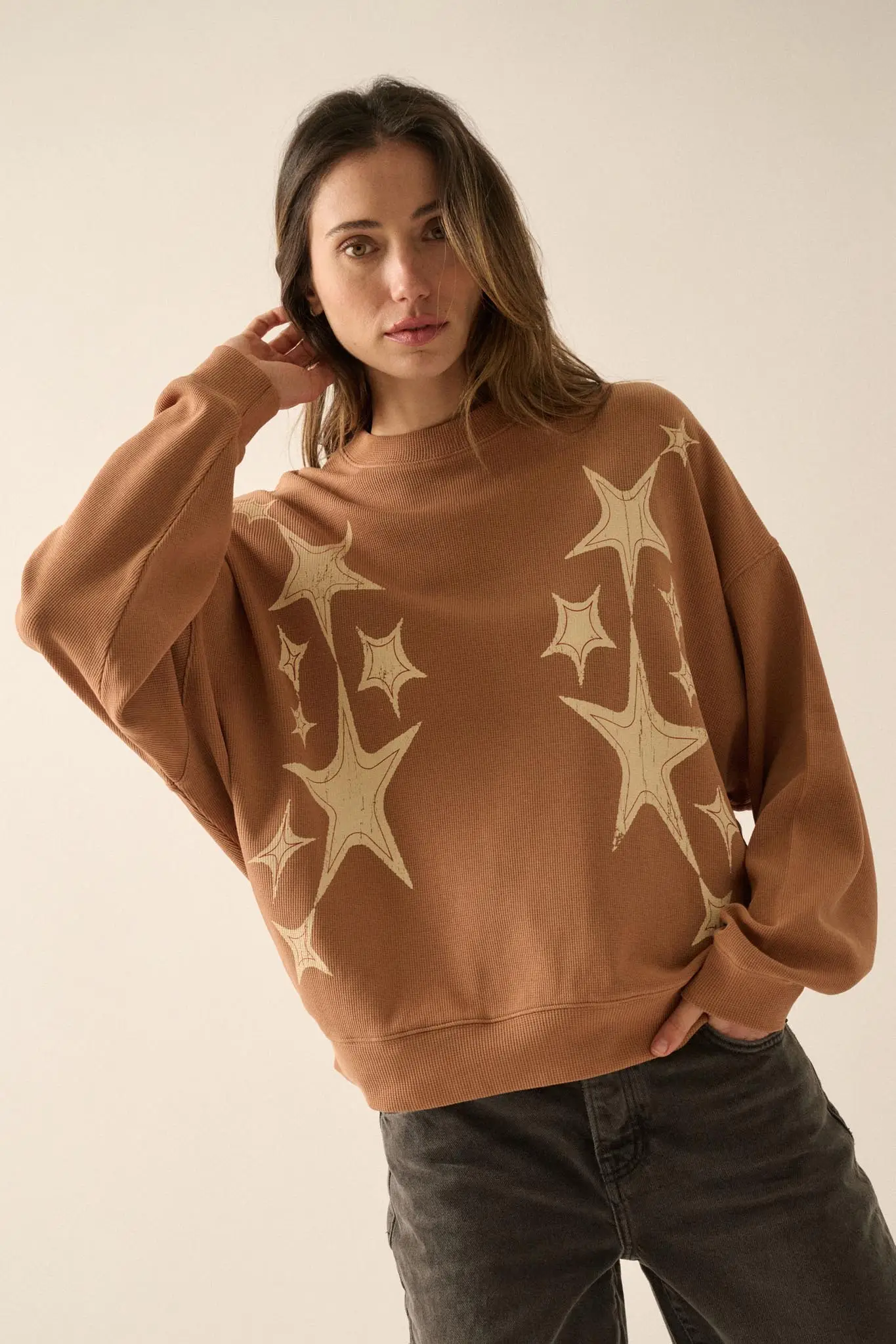 Stars Align Vintage-Print Thermal Graphic Top - Image 4