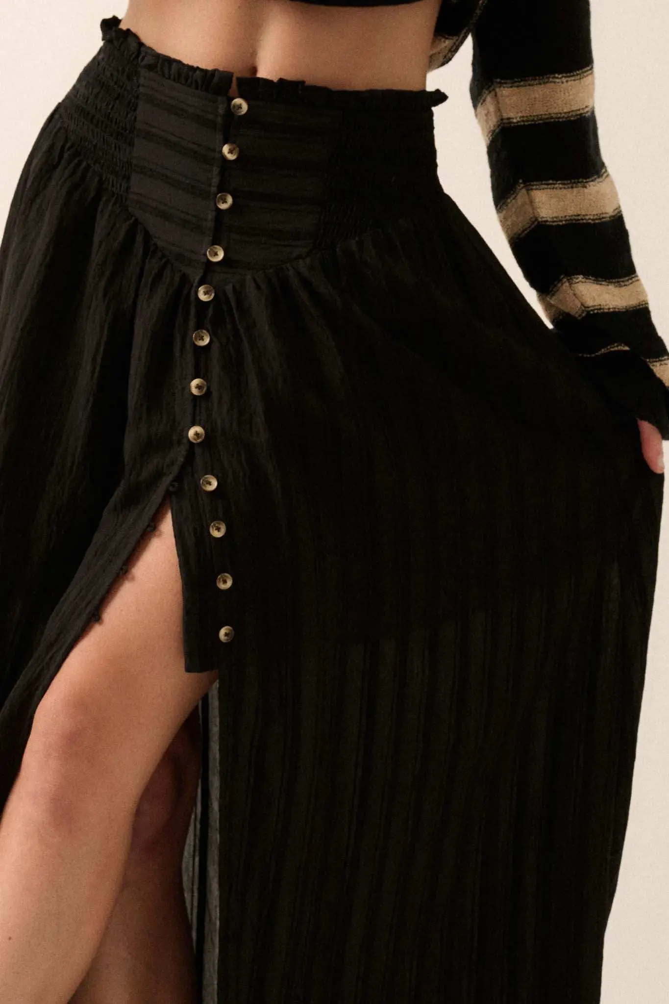 Starting Now Tonal-Stripe Button-Front Maxi Skirt - Image 12