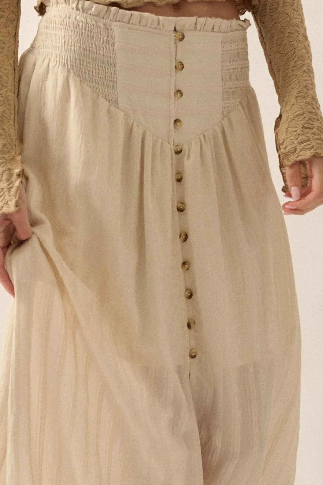 Starting Now Tonal-Stripe Button-Front Maxi Skirt - Image 5