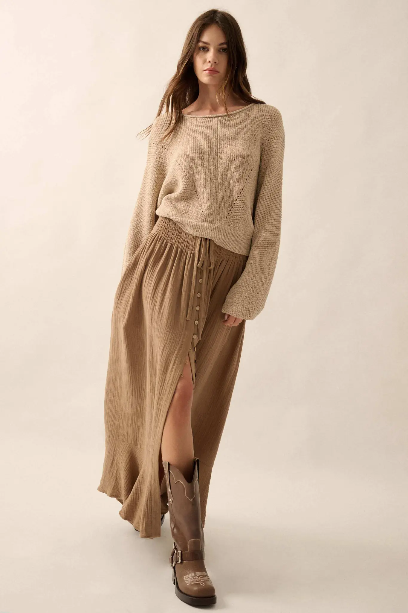 Stay True Rolled Edge Pointelle Rib-Knit Sweater - Image 10