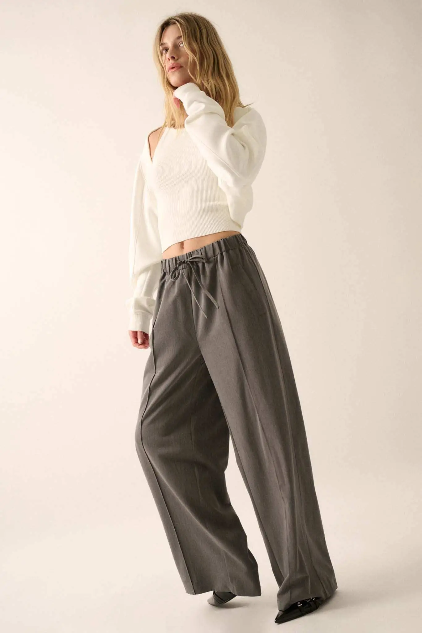 Step Above Twill Wide-Leg Drawstring Pants - Image 4
