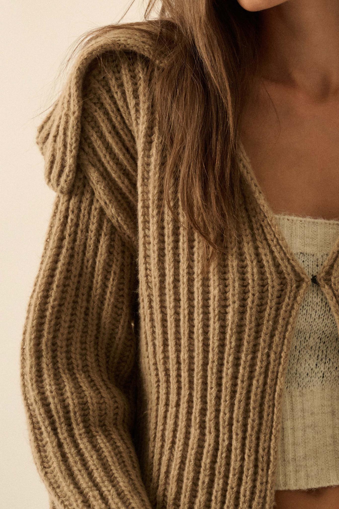 Stitch in Time Stitch-Detail Flap-Collar Cardigan - Image 5