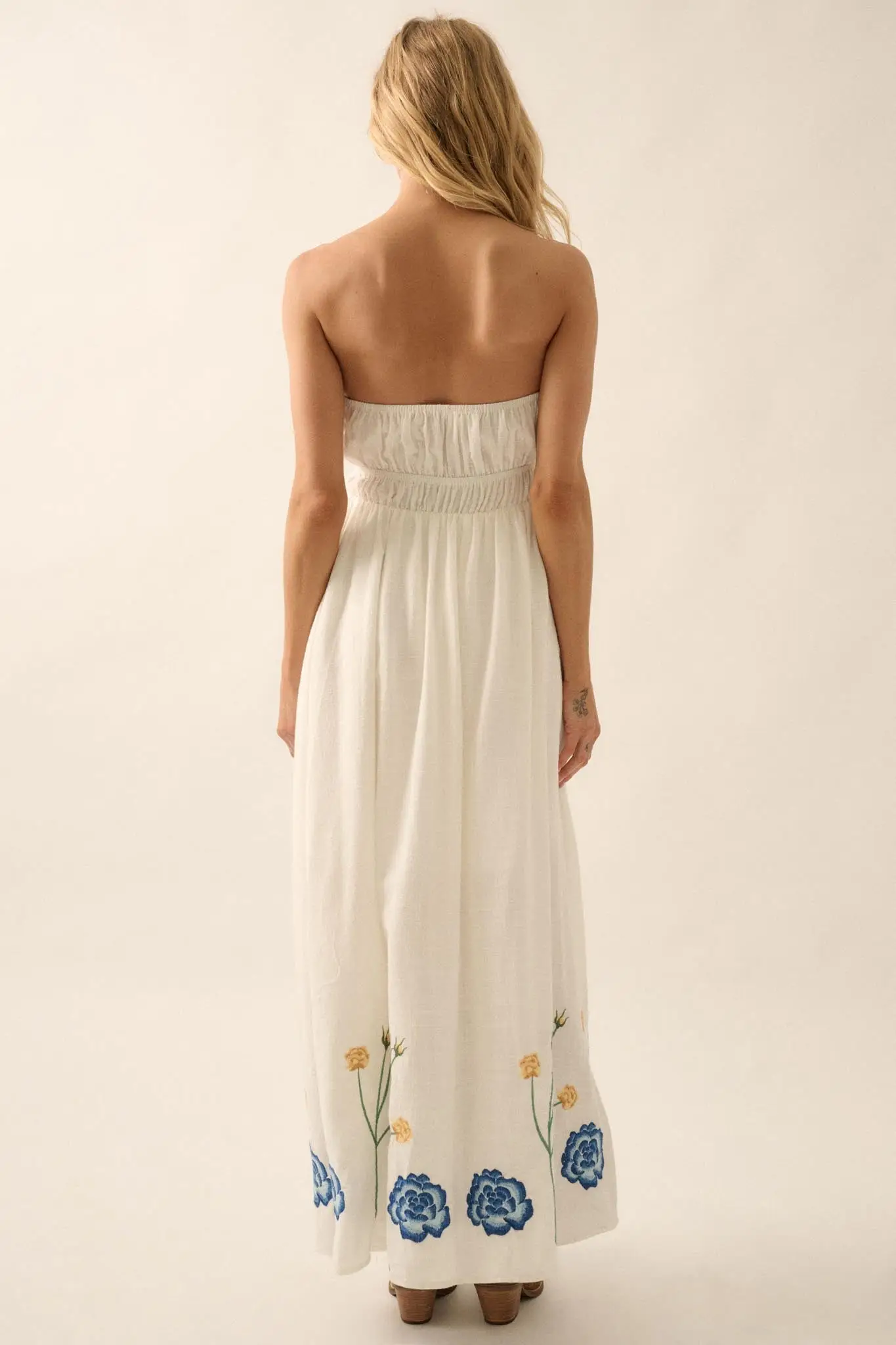 Stitched Stems Embroidered Strapless Maxi Dress - Image 2