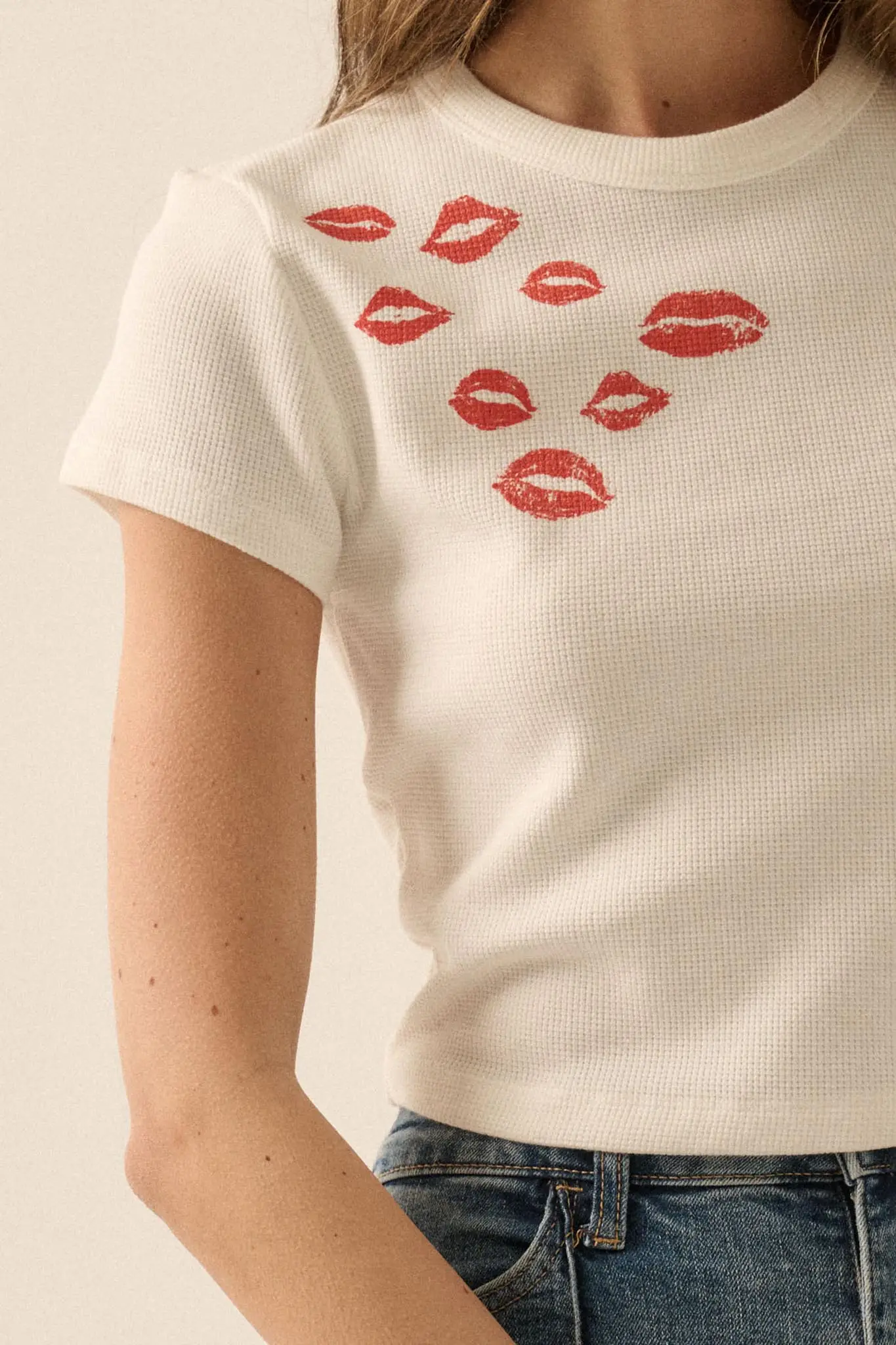 Stolen Kisses Thermal Graphic Baby Tee - Image 2