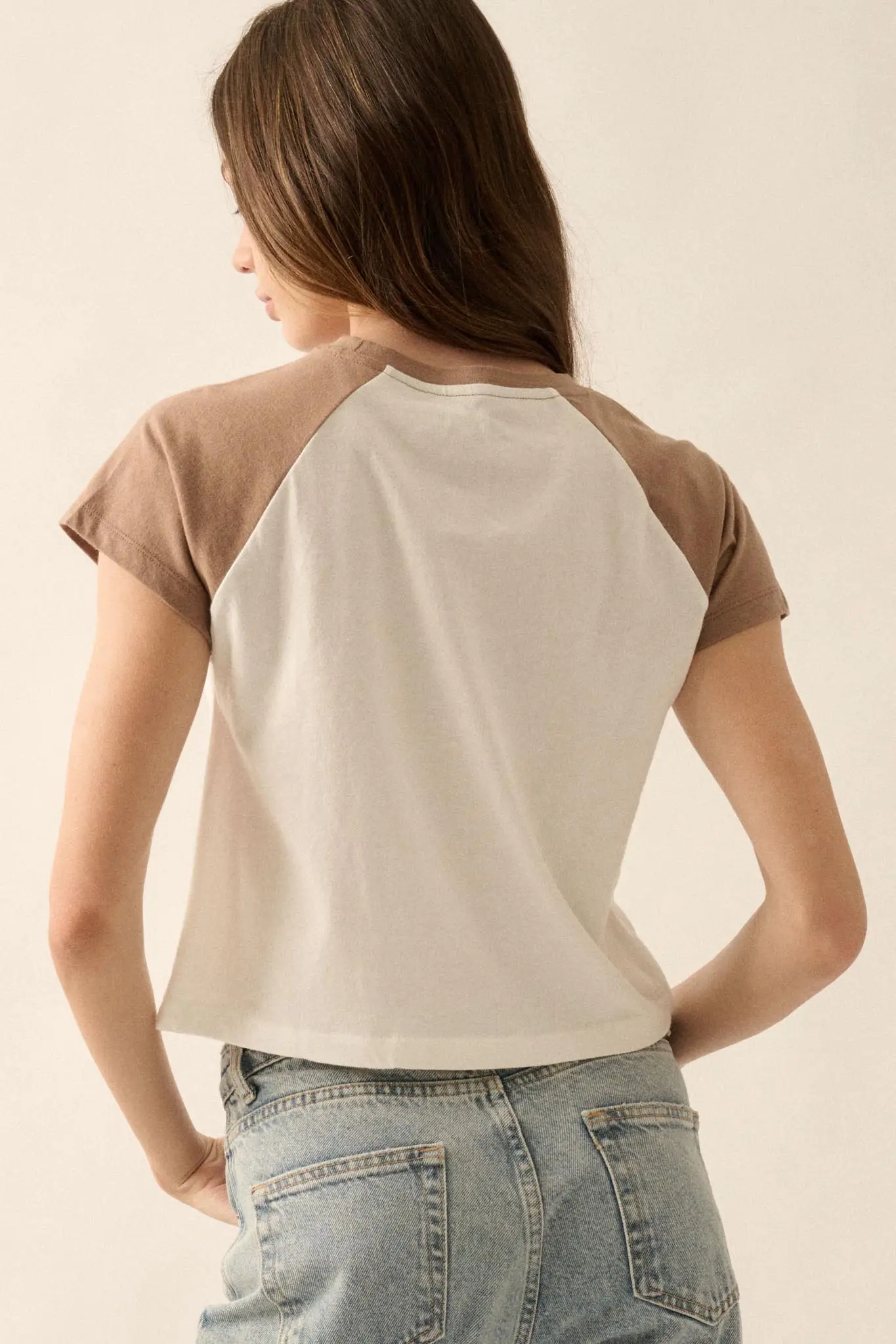 Strawberry Fields Cropped Raglan Graphic Baby Tee - Image 4